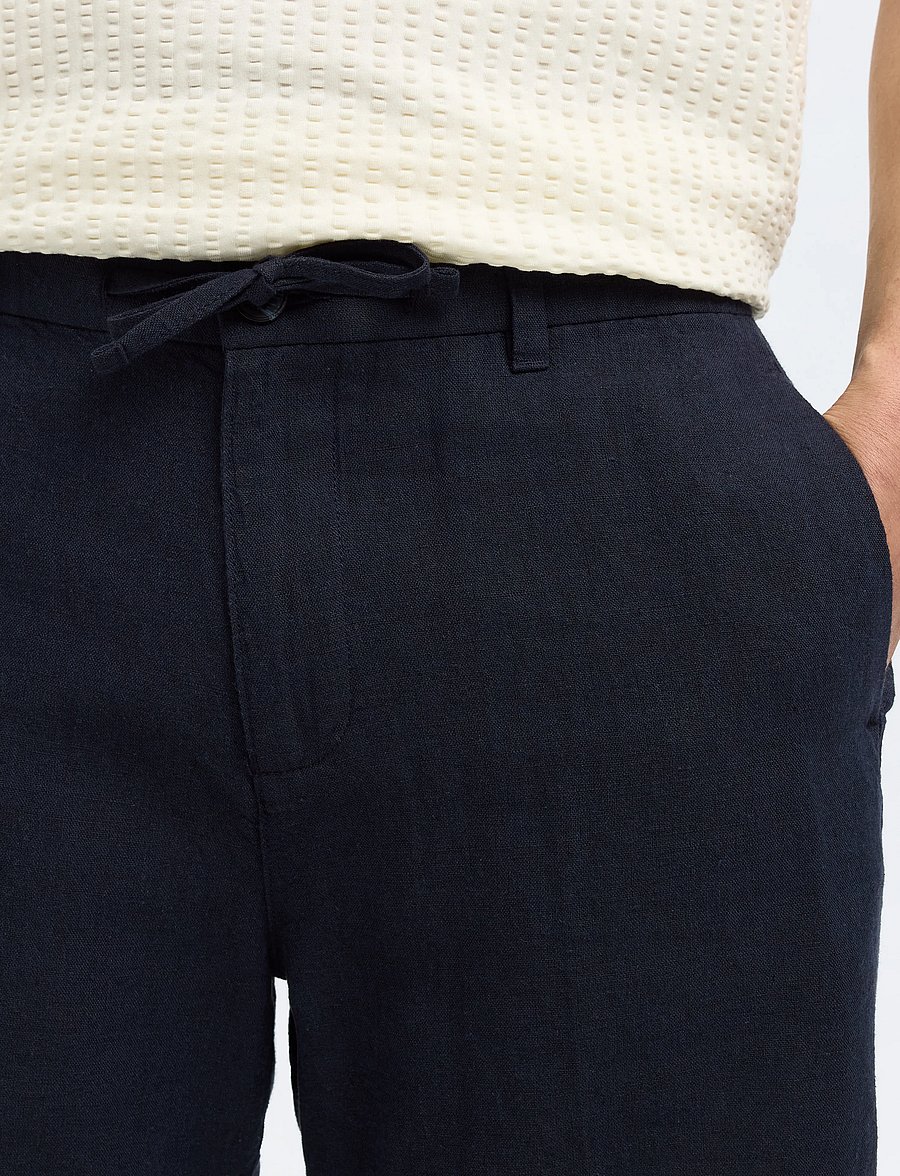 Selected - SLMREGULAR-LEROY LINEN BLD SHORTS NOOS - leinen-shorts - sky captain - 3