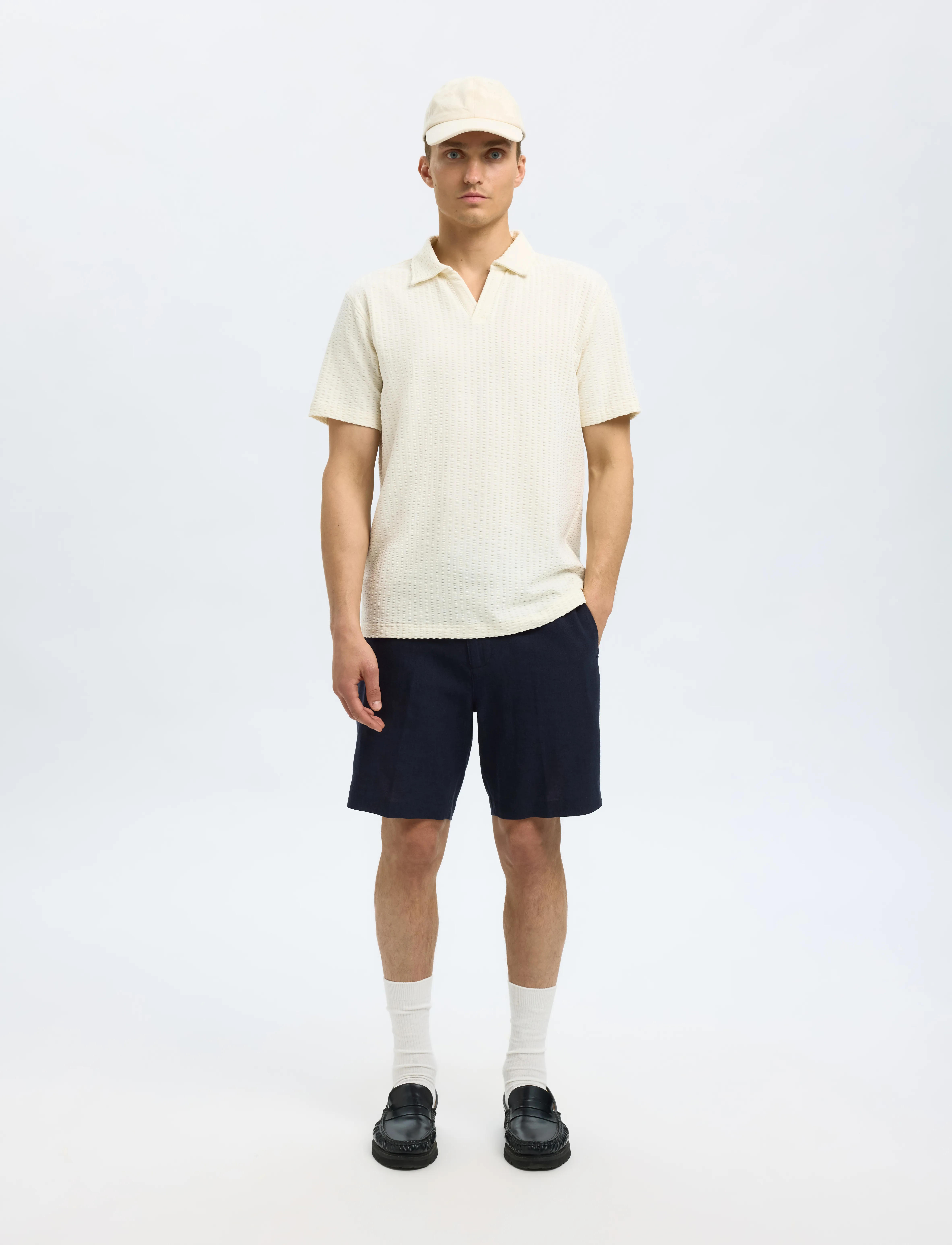 Selected - SLMREGULAR-LEROY LINEN BLD SHORTS NOOS - linen shorts - sky captain - 4