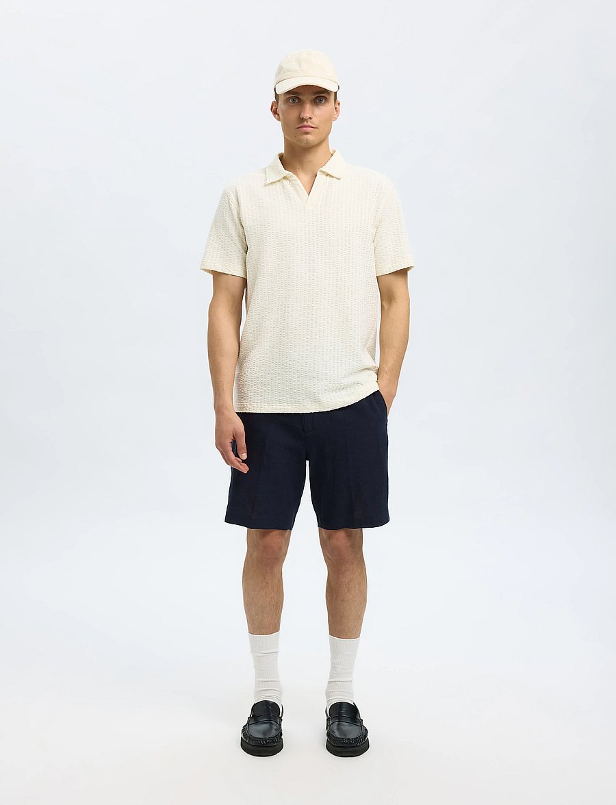 Selected - SLMREGULAR-LEROY LINEN BLD SHORTS NOOS - linnen shorts - sky captain - 4