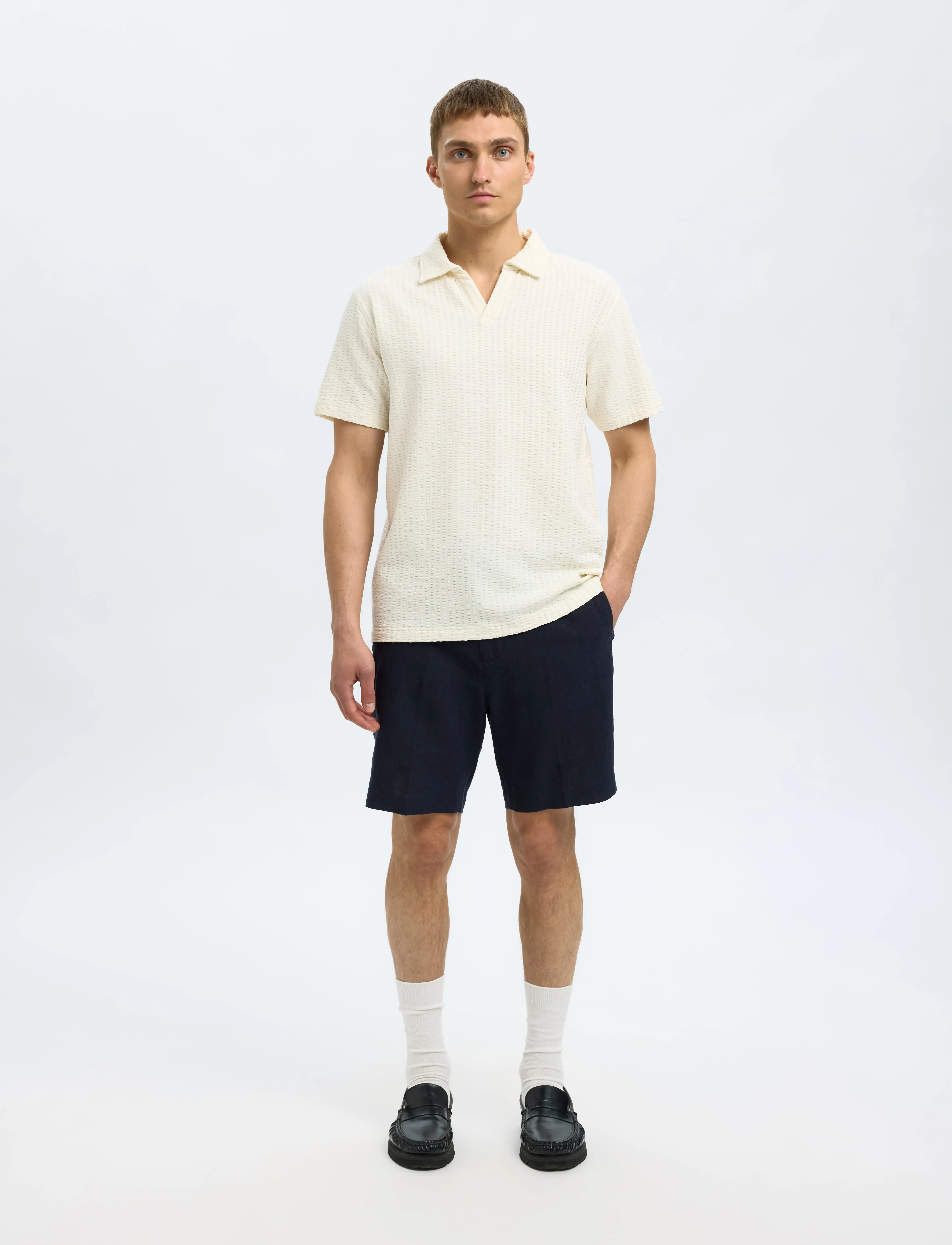 Selected - SLMREGULAR-LEROY LINEN BLD SHORTS NOOS - linen shorts - sky captain - 5