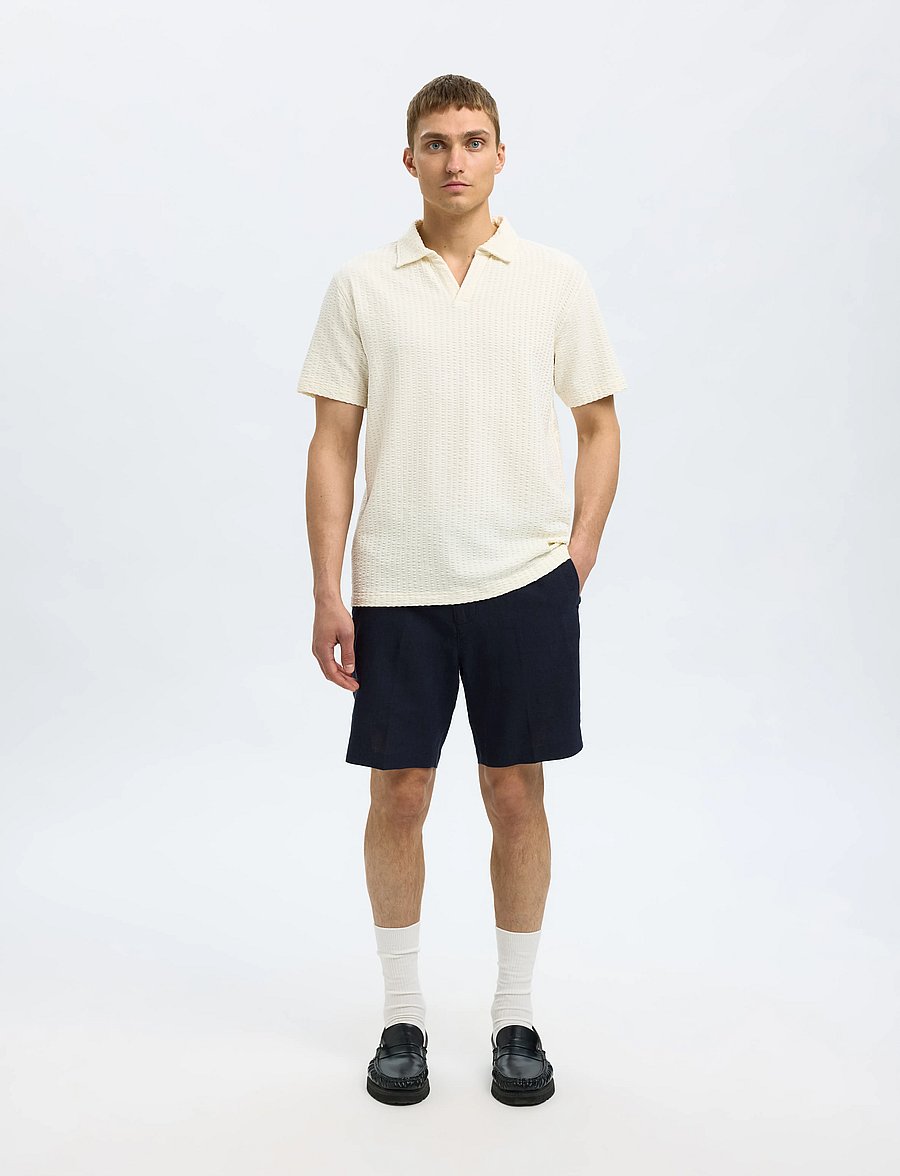 Selected - SLMREGULAR-LEROY LINEN BLD SHORTS NOOS - linnen shorts - sky captain - 5