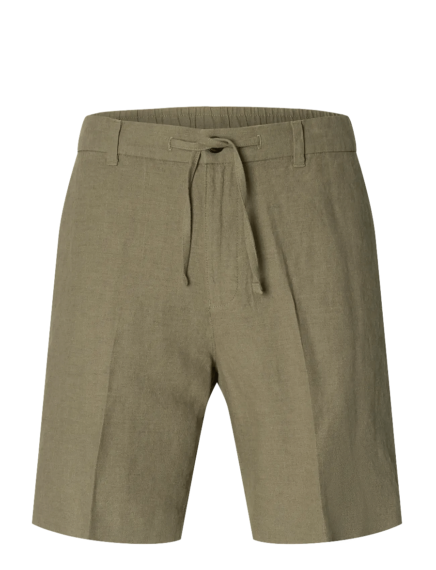 Selected - SLMREGULAR-LEROY LINEN BLD SHORTS NOOS - leinen-shorts - vetiver - 1