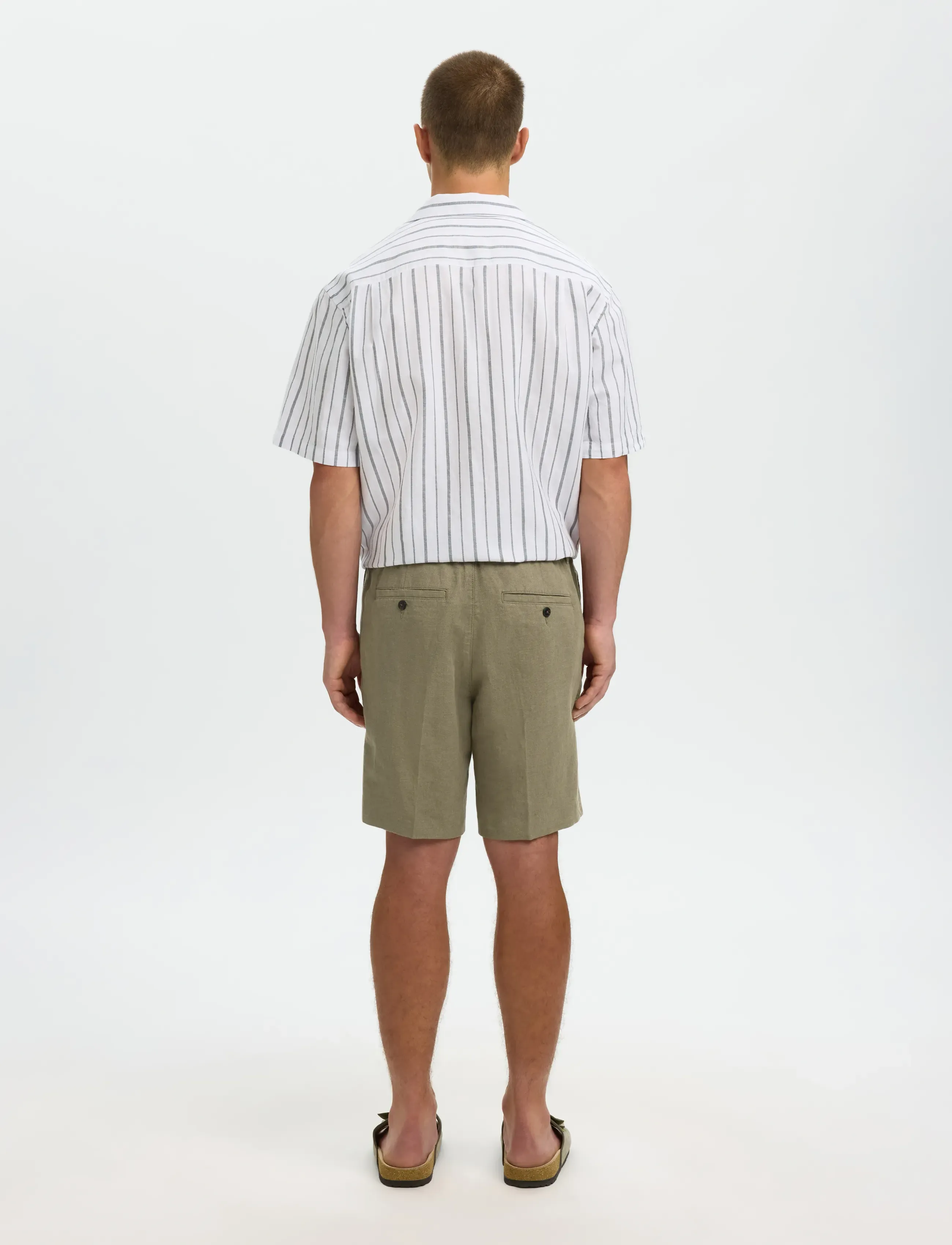 Selected - SLMREGULAR-LEROY LINEN BLD SHORTS NOOS - hørshorts - vetiver - 2