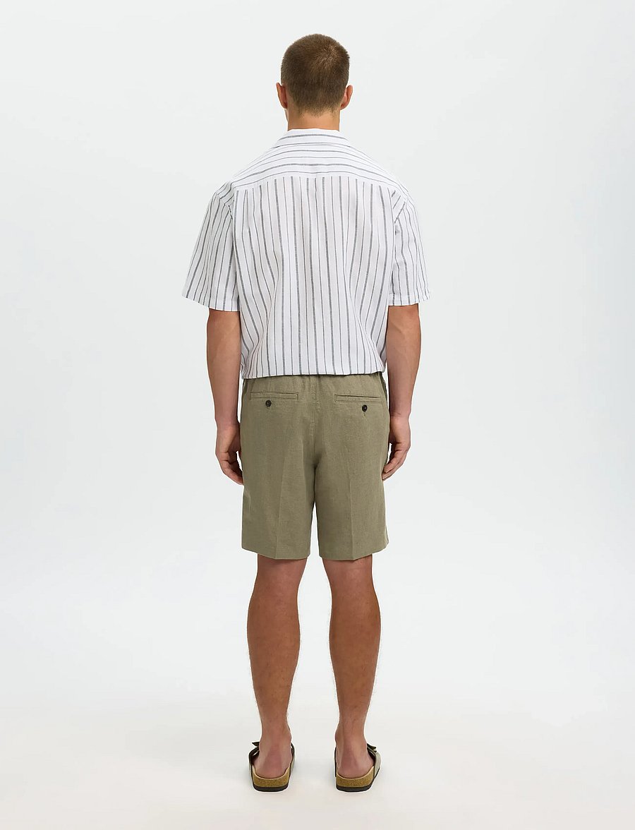Selected - SLMREGULAR-LEROY LINEN BLD SHORTS NOOS - leinen-shorts - vetiver - 2
