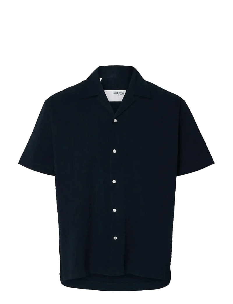 Selected - SLHRELAXED-ACE SEERSUCKER SS SHIRT - kurzarmhemden - sky captain - 1