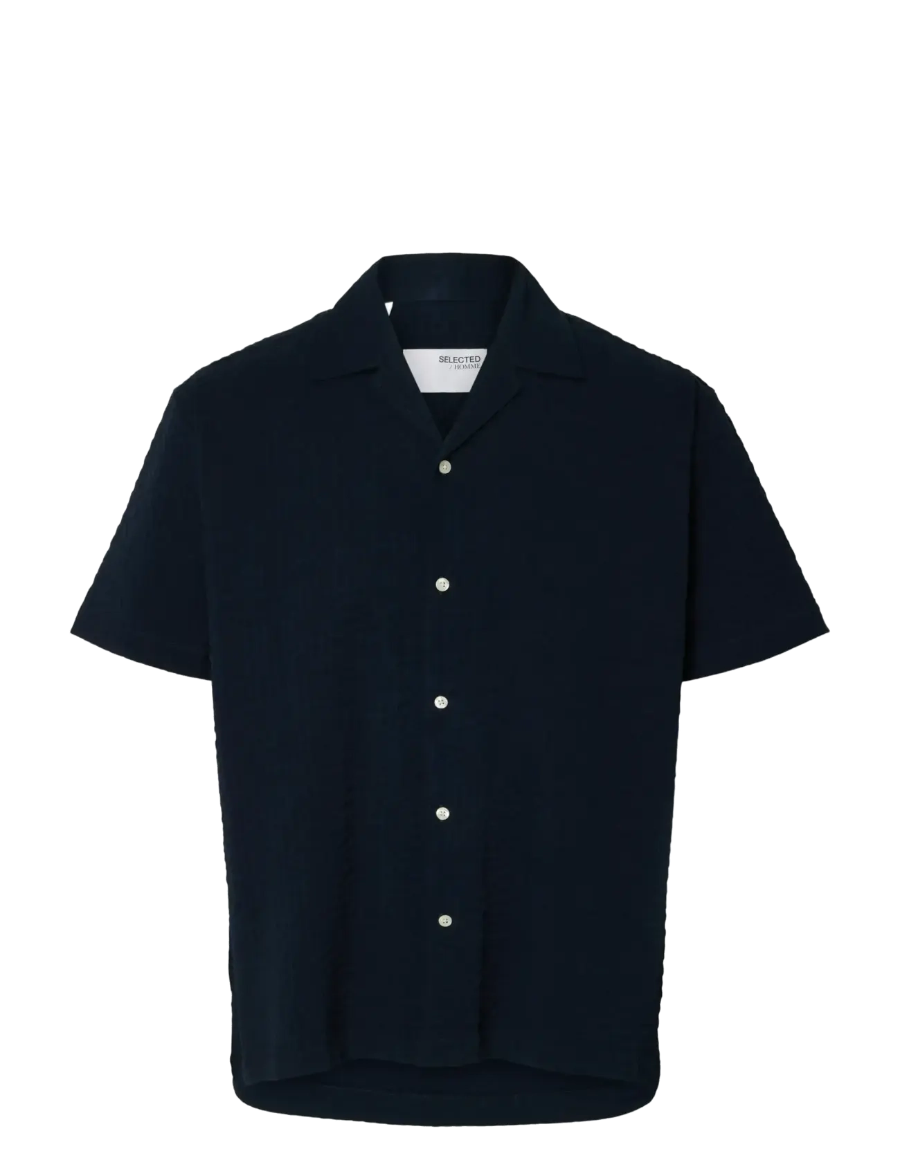 Selected SLHRELAXED-ACE SEERSUCKER SS SHIRT - Tøj - SKY CAPTAIN / navy