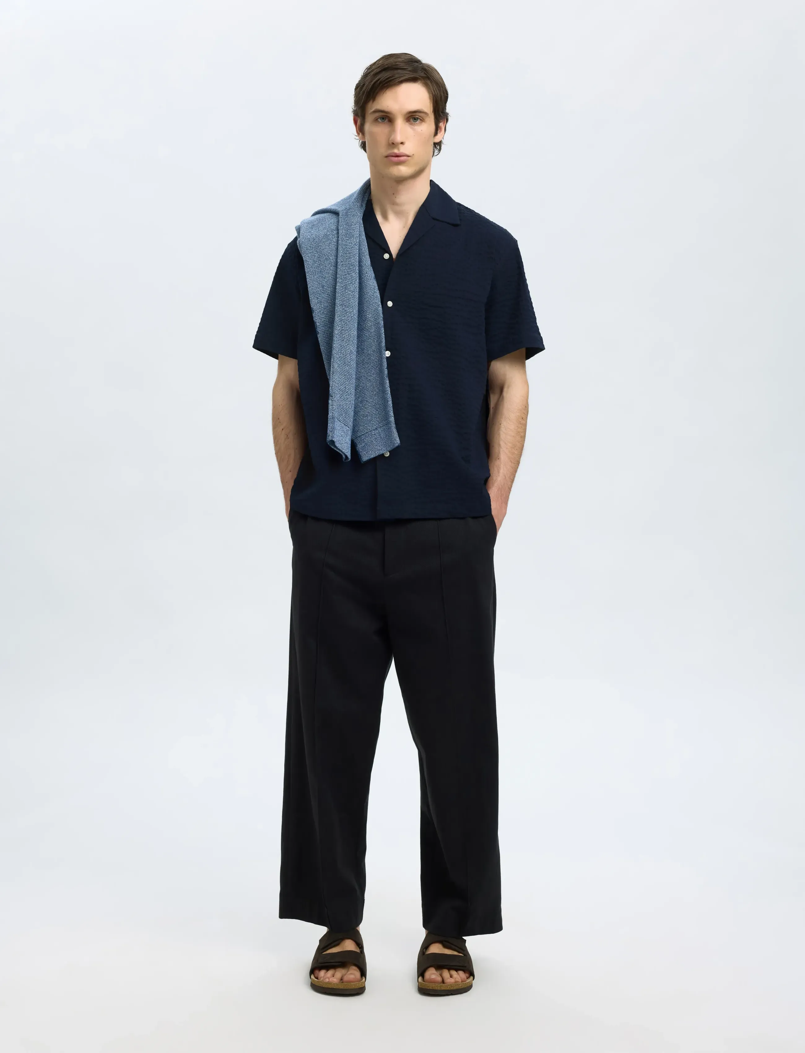 Selected - SLHRELAXED-ACE SEERSUCKER SS SHIRT - kurzarmhemden - sky captain - 3
