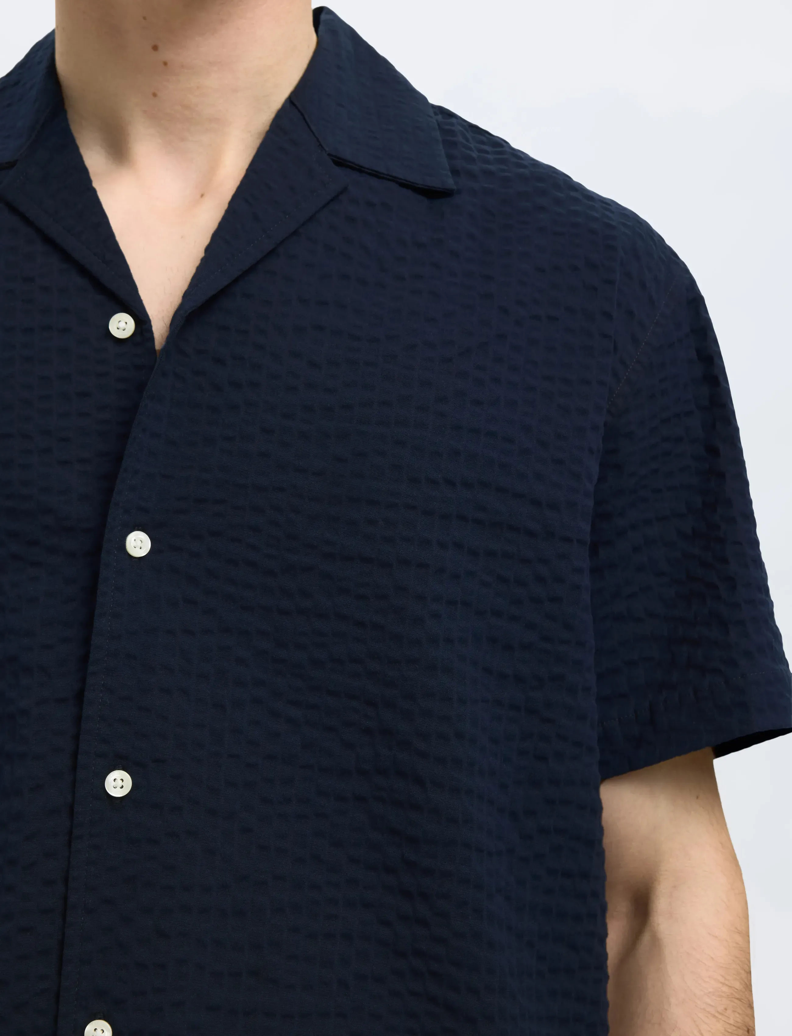 Selected - SLHRELAXED-ACE SEERSUCKER SS SHIRT - kurzarmhemden - sky captain - 5