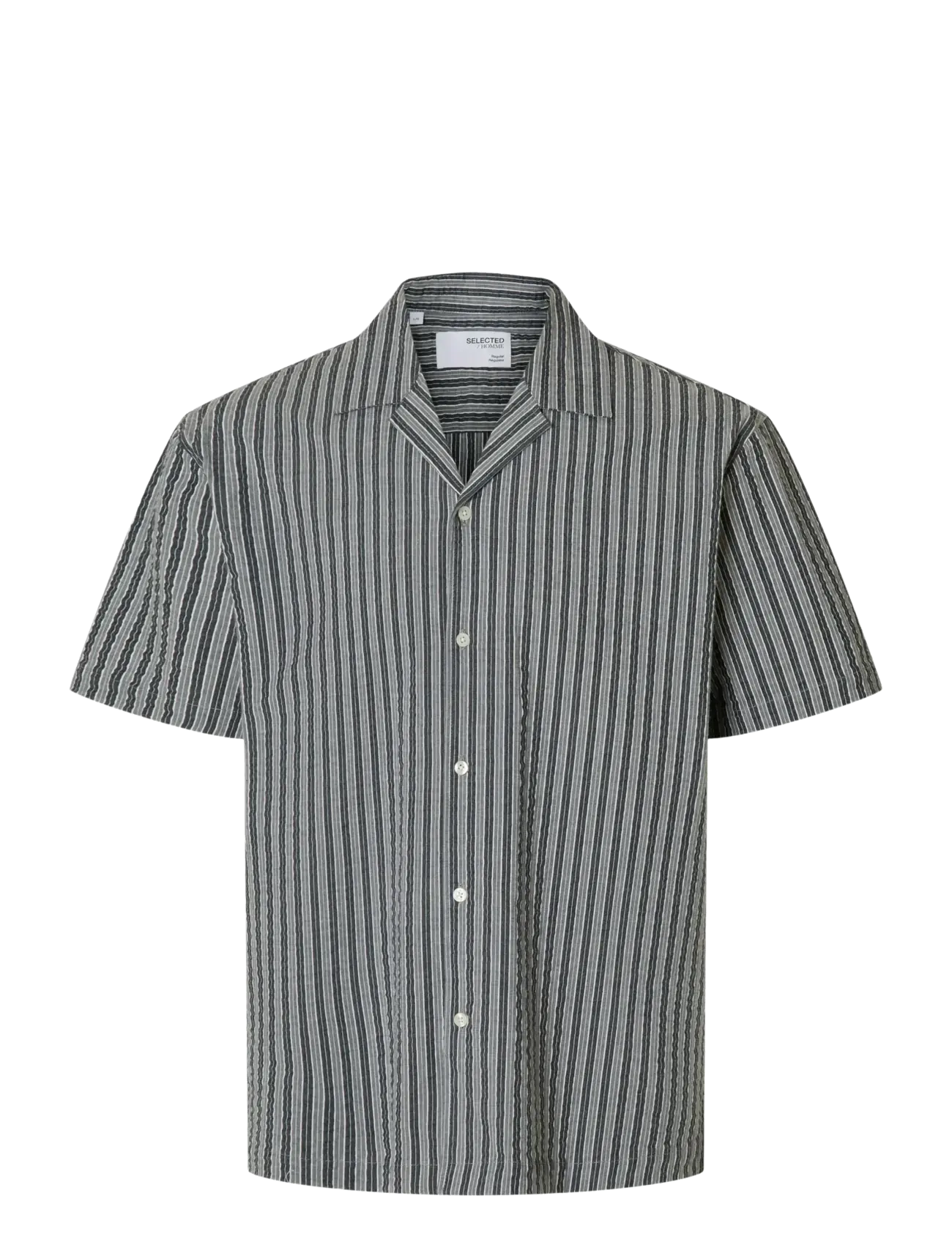 Selected SLHRELAXED-ACE SEERSUCKER SS SHIRT - Tøj - SKY CAPTAIN / navy