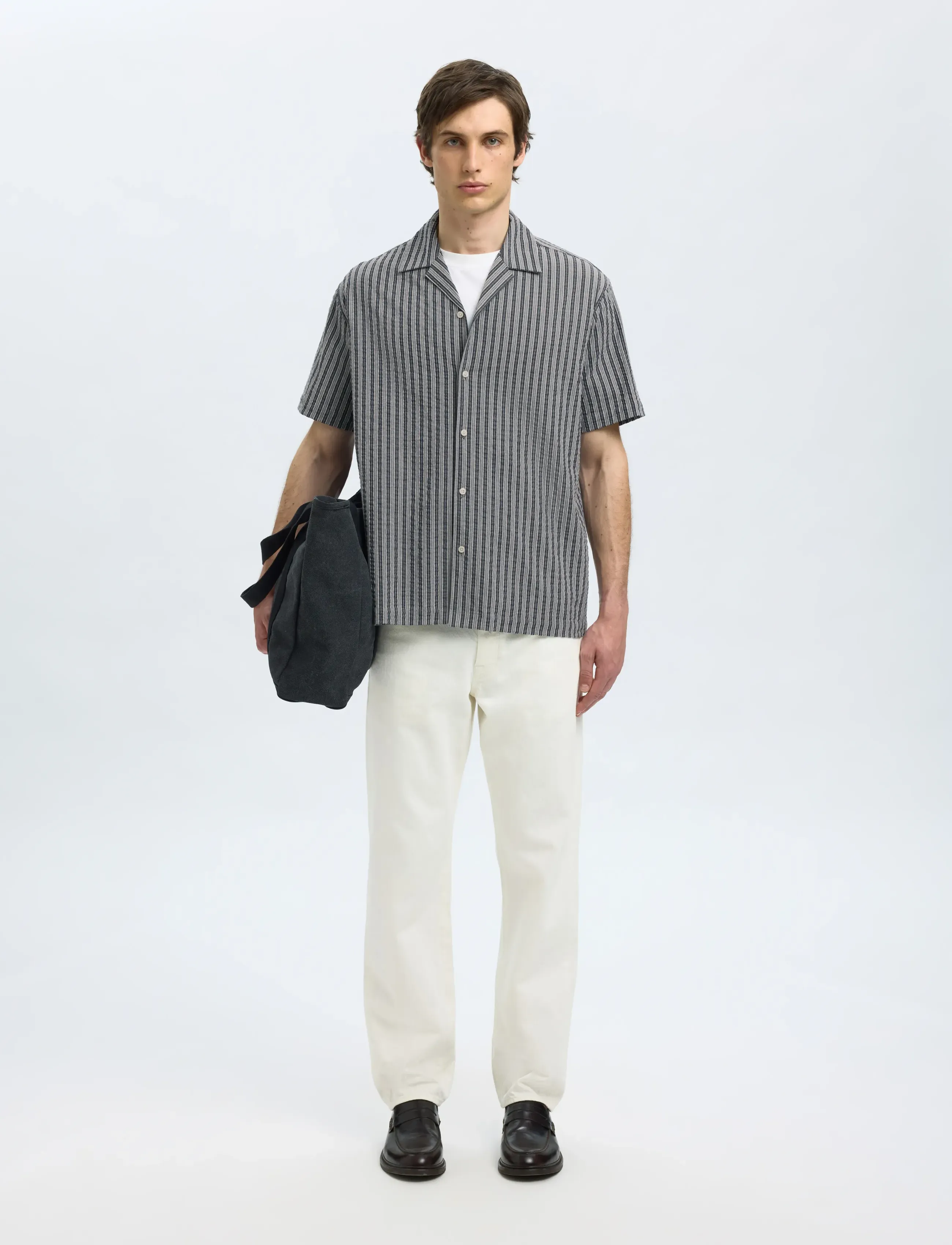 Selected - SLHRELAXED-ACE SEERSUCKER SS SHIRT - kortermede skjorter - sky captain - 3