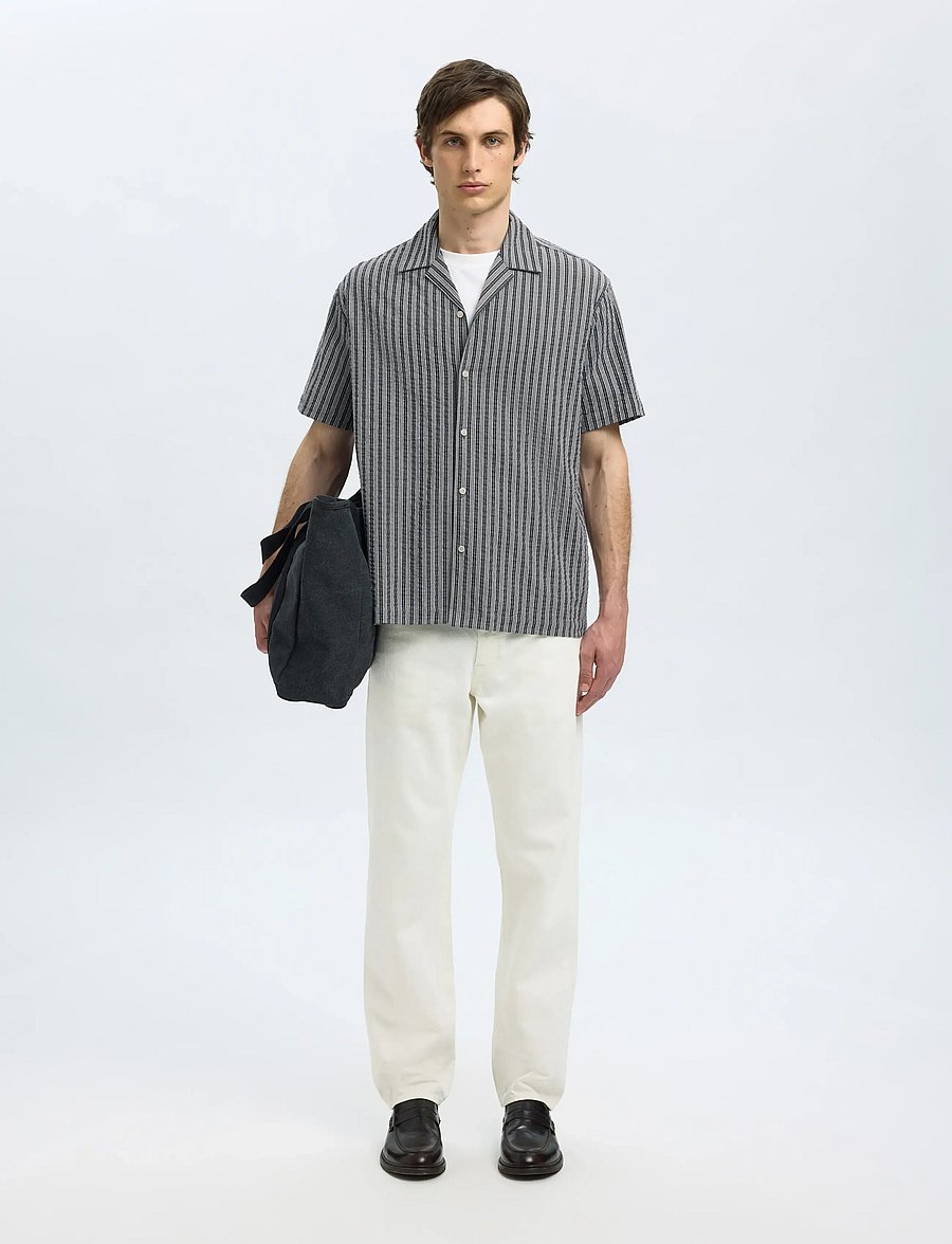 Selected - SLHRELAXED-ACE SEERSUCKER SS SHIRT - kortermede skjorter - sky captain - 3