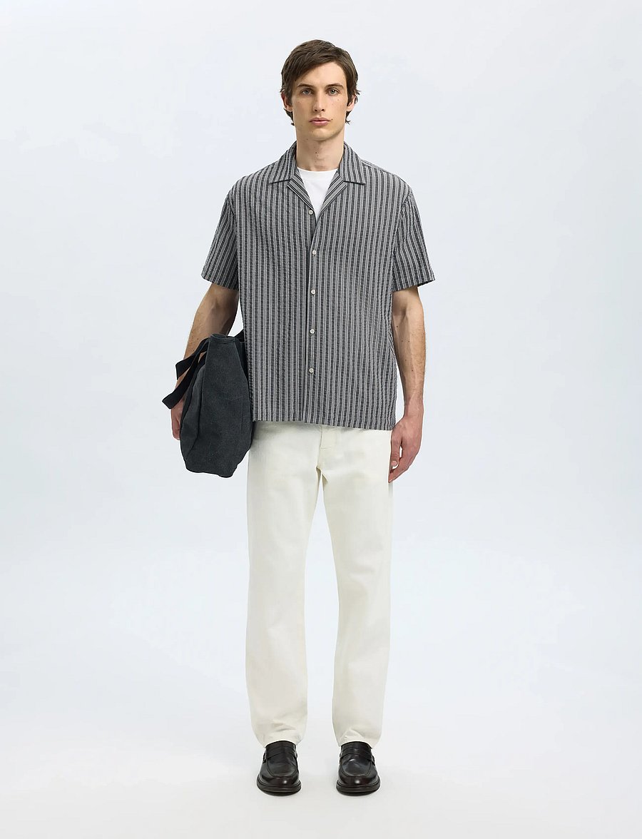 Selected - SLHRELAXED-ACE SEERSUCKER SS SHIRT - kortermede skjorter - sky captain - 4