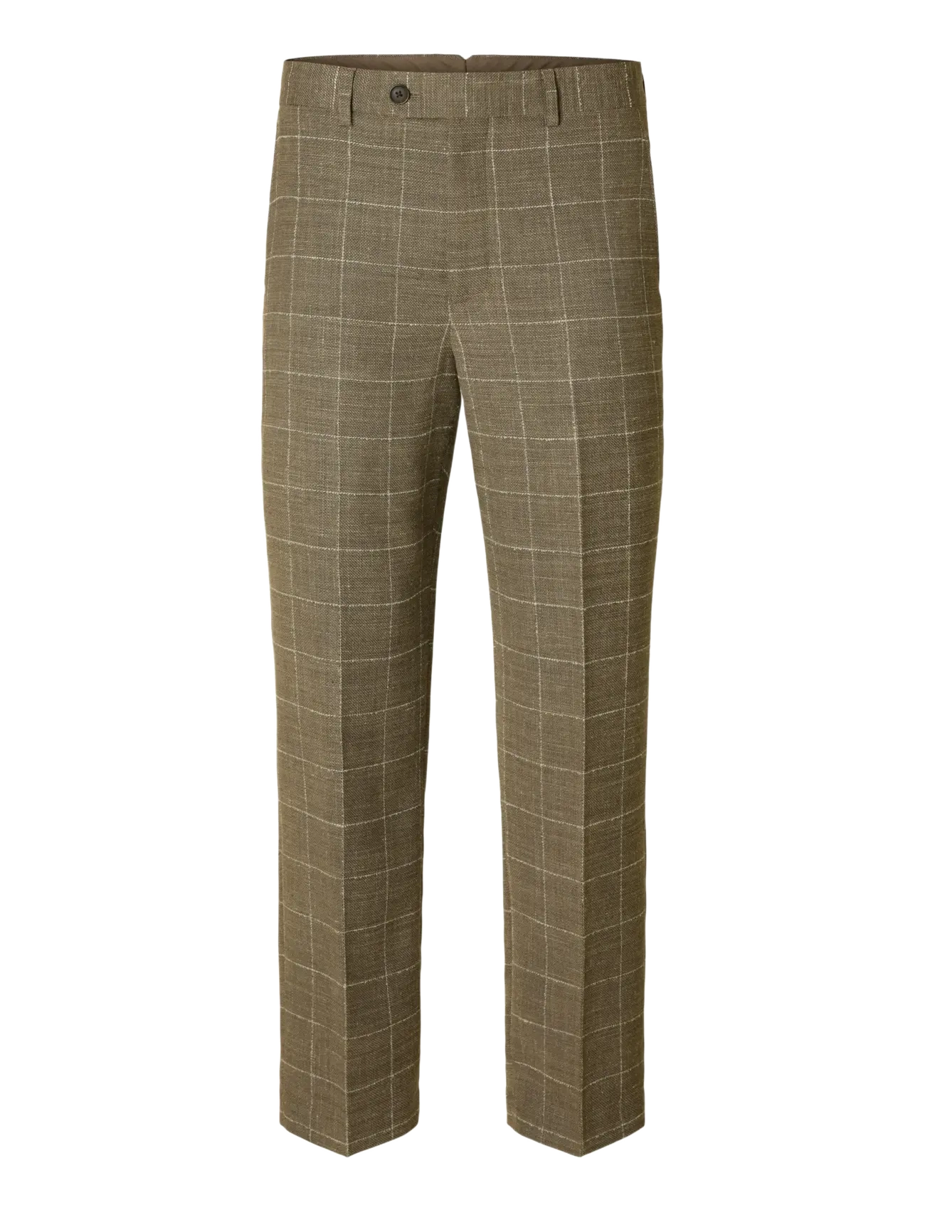 Selected SLHRELAXED-OASIS SUN CHK TRS - Leinenhosen - SLATE BLACK / brown