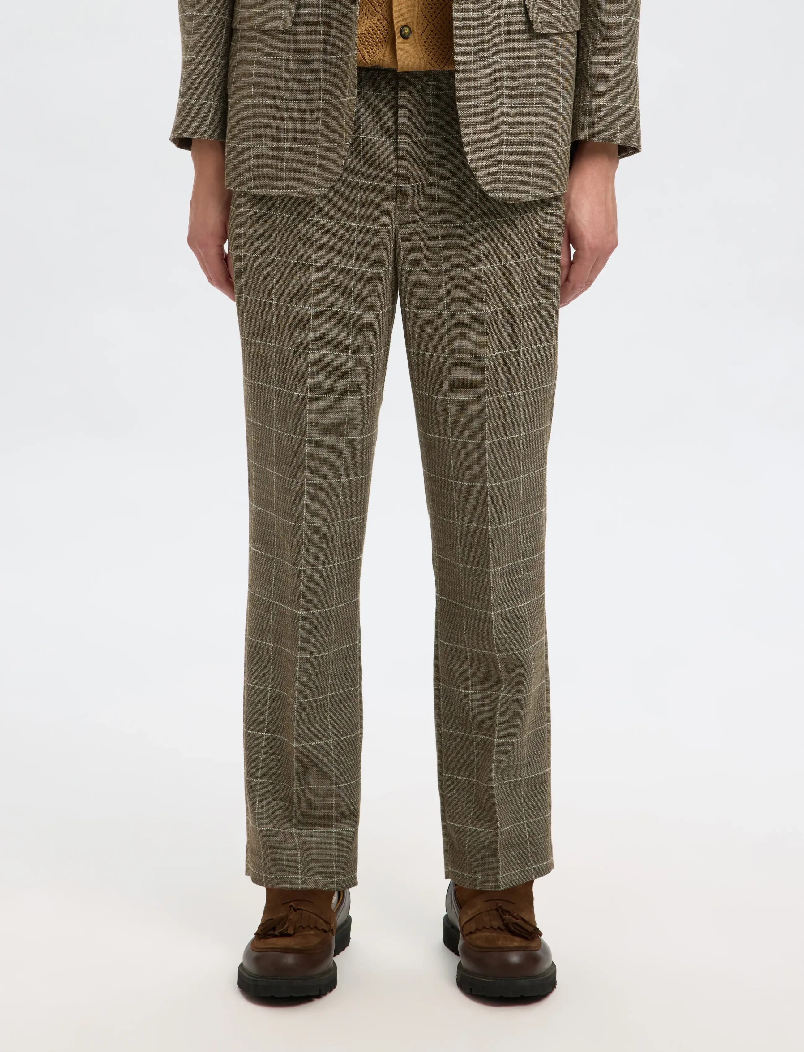 Selected Slhrelaxed-Oasis Sun Chk Trs, 50, Trousers, Braun - Formal, Männer