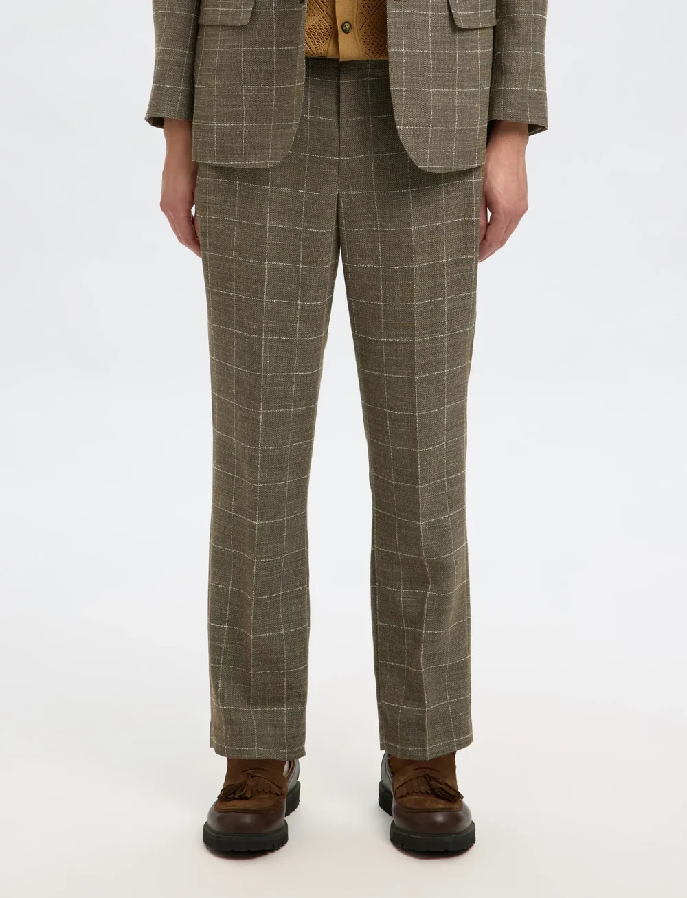 Selected - SLHRELAXED-OASIS SUN CHK TRS - pantalons en lin - slate black - 0