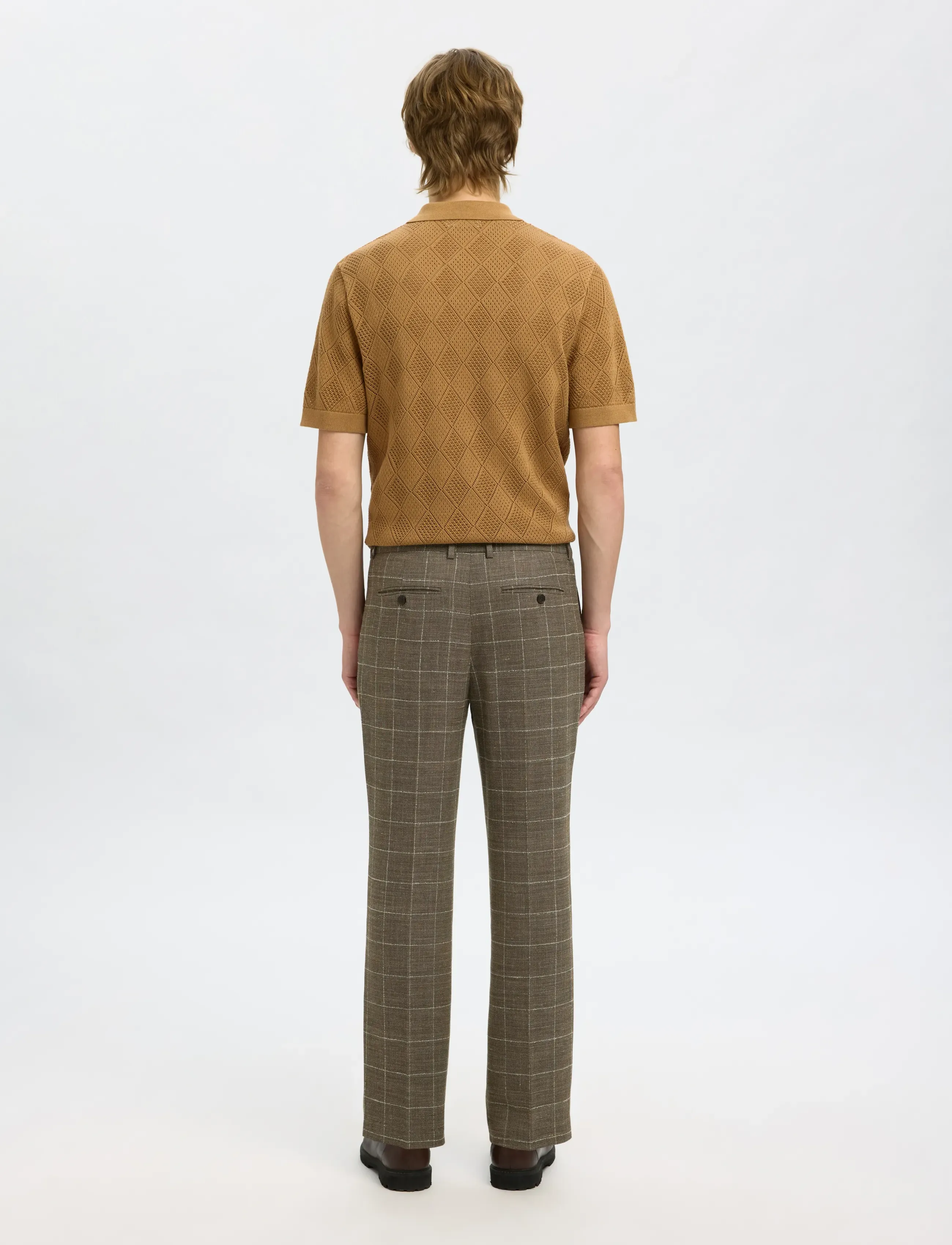 Selected - SLHRELAXED-OASIS SUN CHK TRS - leinenanzughosen - slate black - 2