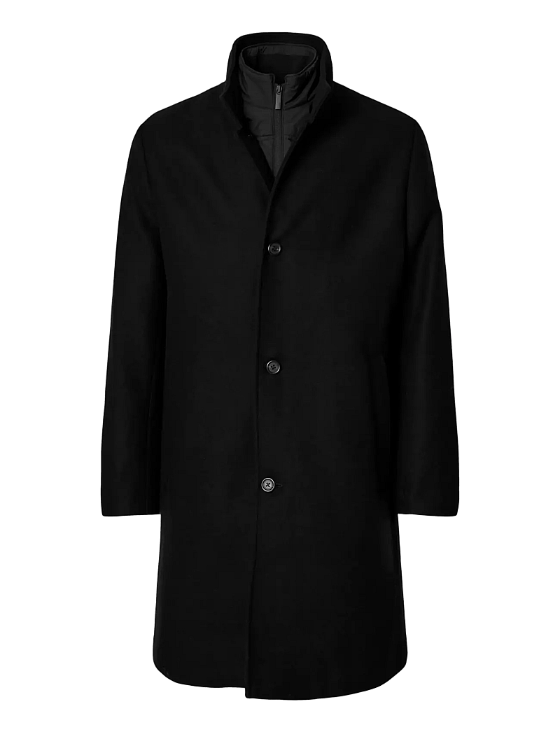 Selected - SLMRAINAR WOOL BLEND COAT NOOS - vinterjackor - black - 1