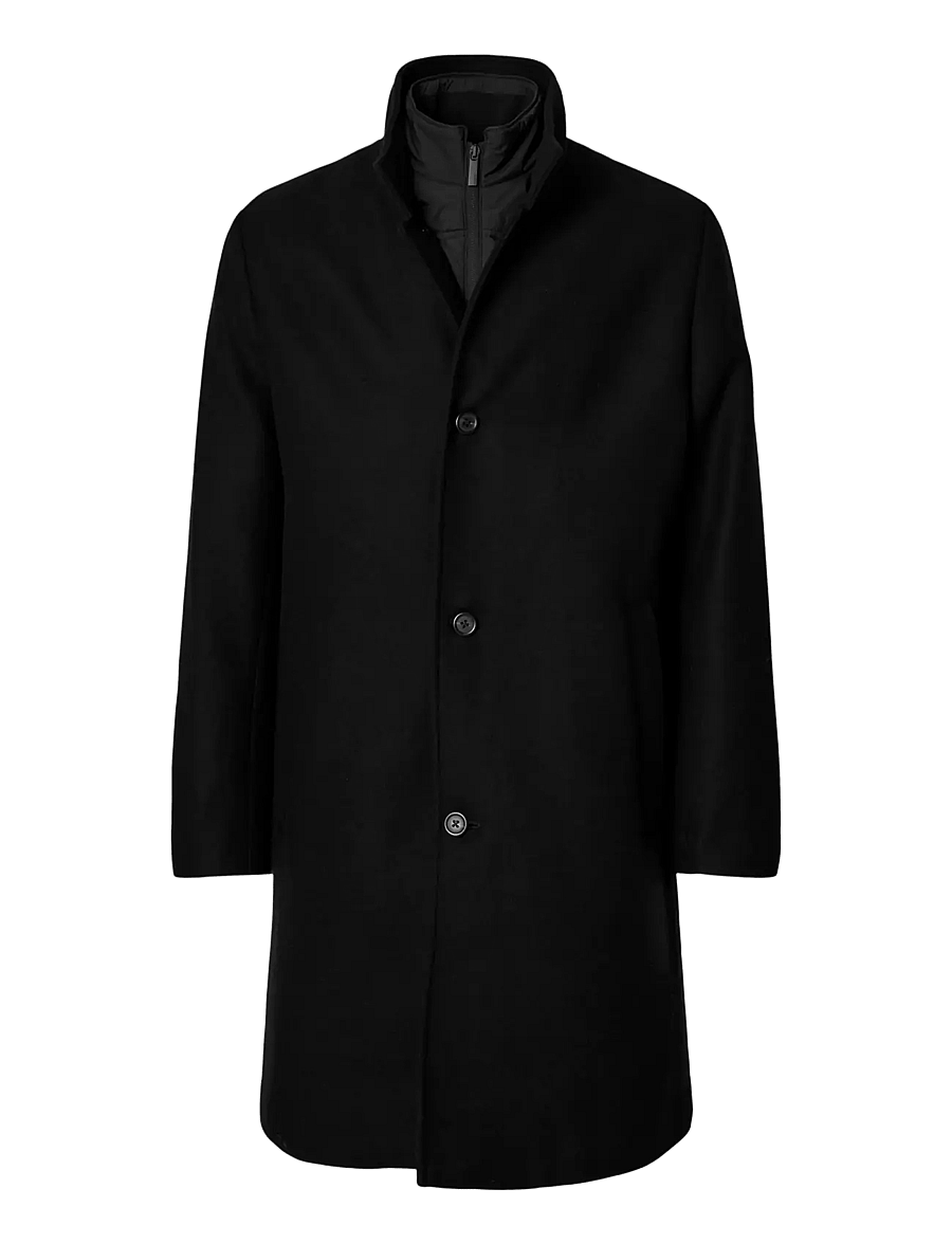 Selected - SLMRAINAR WOOL BLEND COAT NOOS - wollmäntel - black - 1