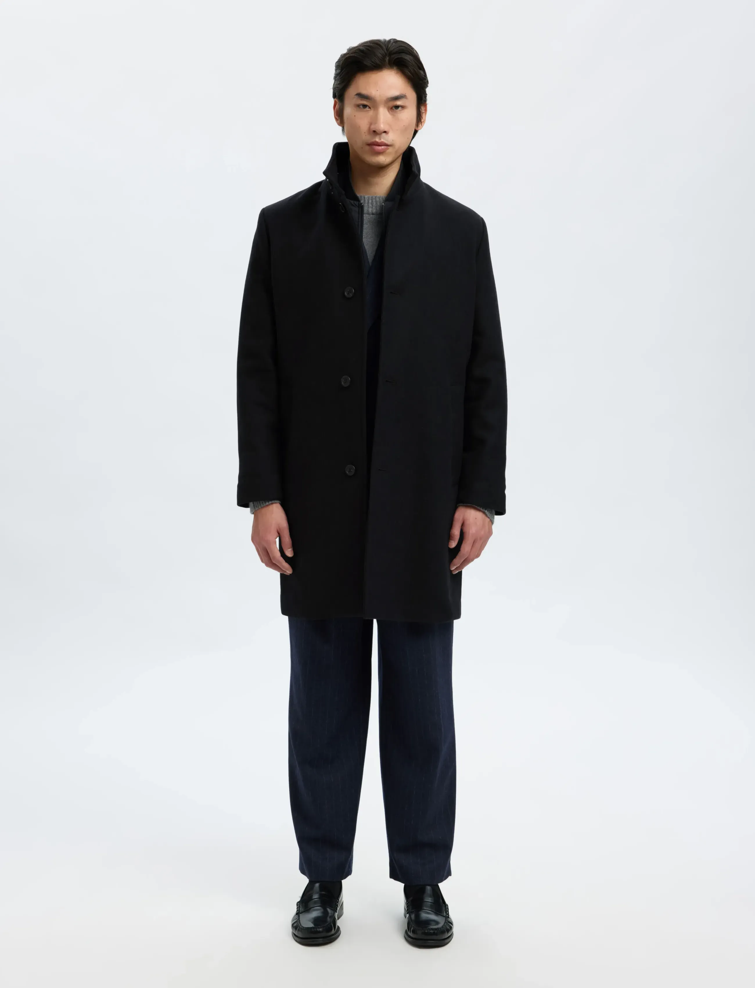 Selected Slmrainar Wool Blend Coat Noos, XXL, Coats, Schwarz - Männerswear
