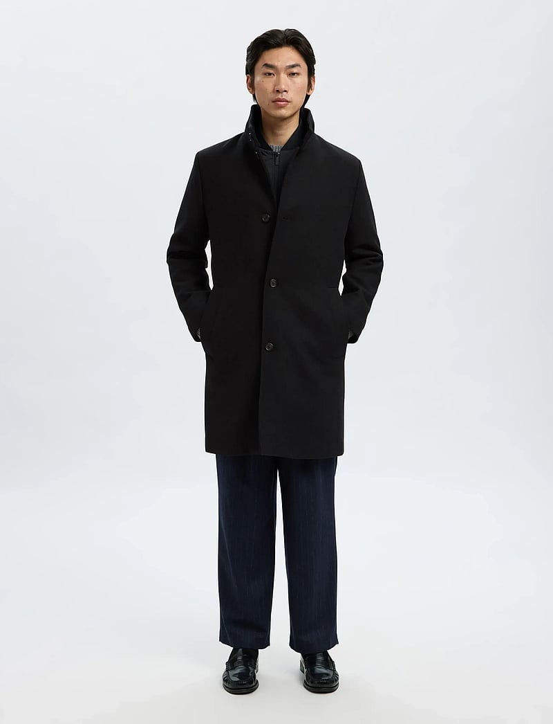 Selected - SLMRAINAR WOOL BLEND COAT NOOS - vinterjackor - black - 4