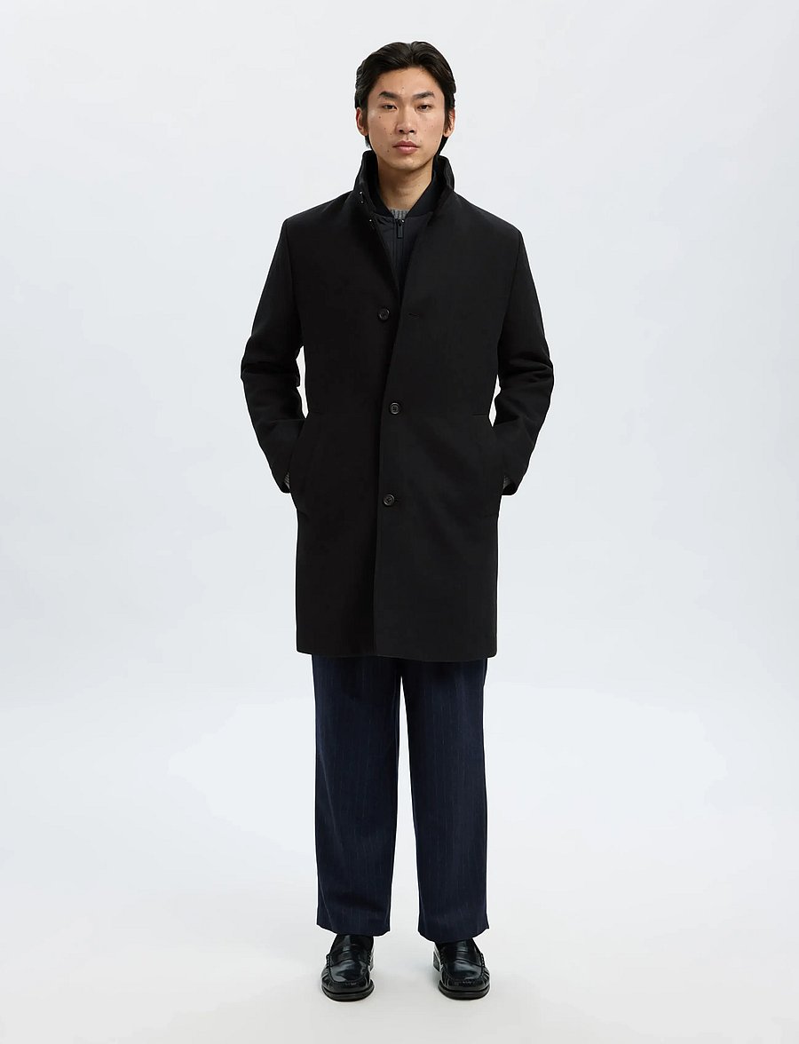 Selected - SLMRAINAR WOOL BLEND COAT NOOS - wollmäntel - black - 4