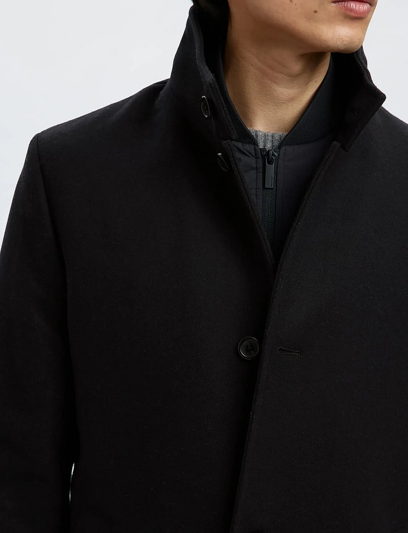Selected - SLMRAINAR WOOL BLEND COAT NOOS - vinterjackor - black - 5