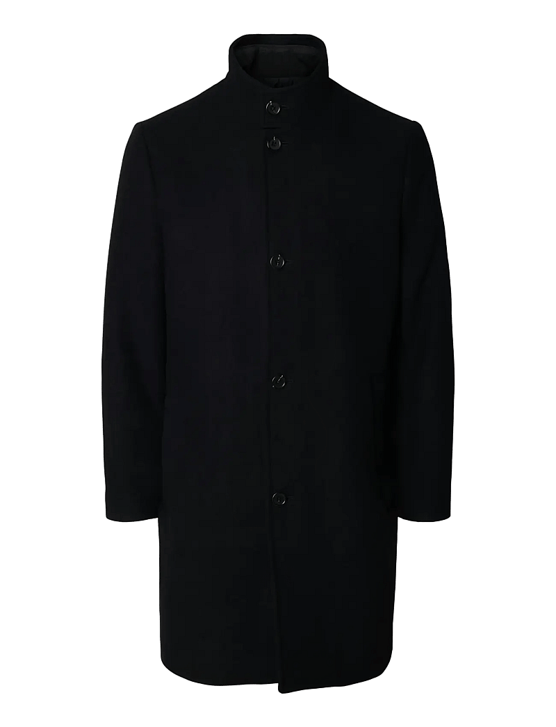 Selected - SLMRAINAR WOOL BLEND COAT NOOS - vinterjackor - black - 2