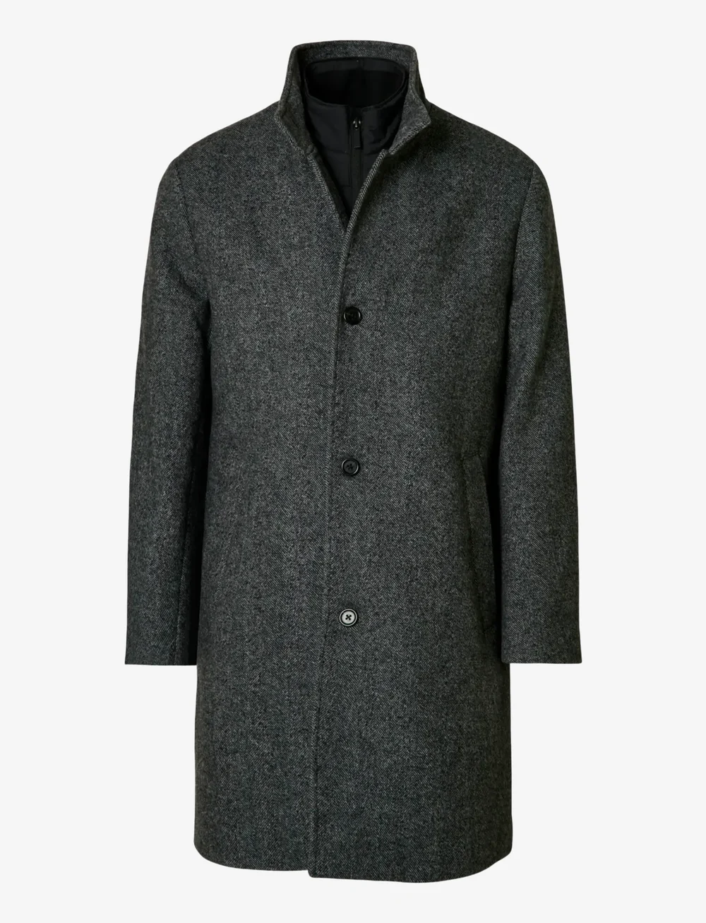 Selected - SLHRAINAR WOOL BLEND COAT NOOS - vinterjackor - black - 1