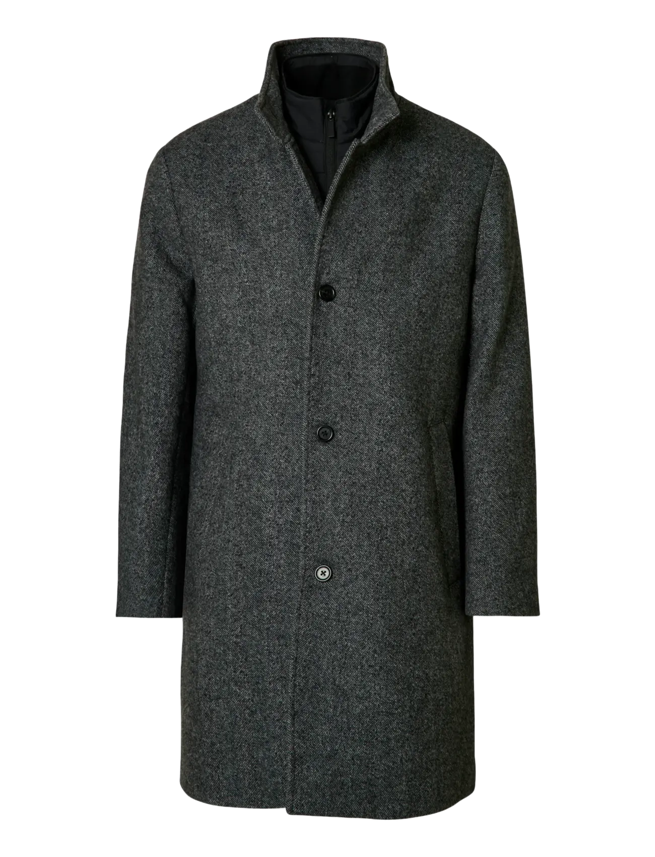 Selected SLMRAINAR WOOL BLEND COAT NOOS - Ulkovaatteet - BLACK / grey