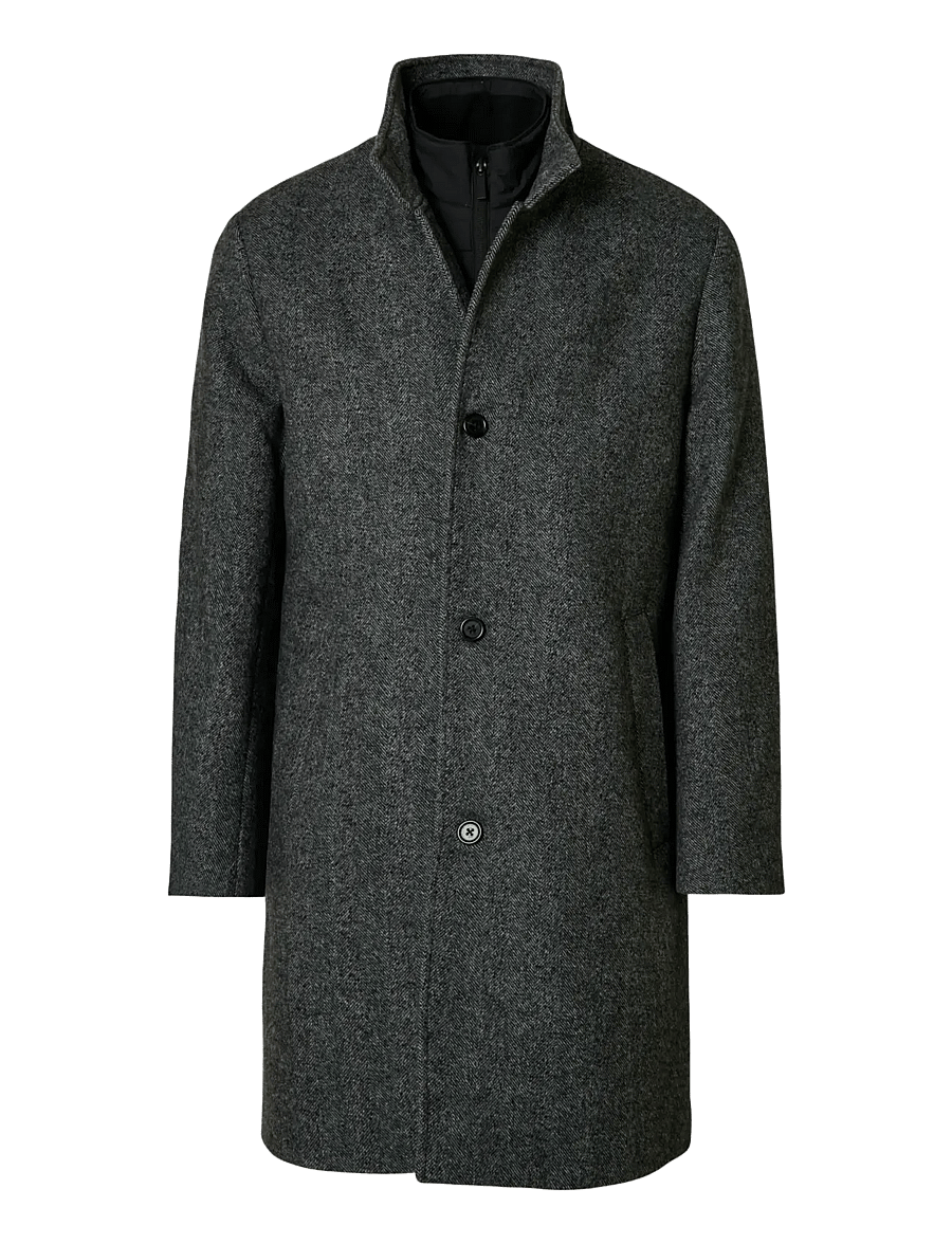 Selected - SLMRAINAR WOOL BLEND COAT NOOS - wollmäntel - black - 1