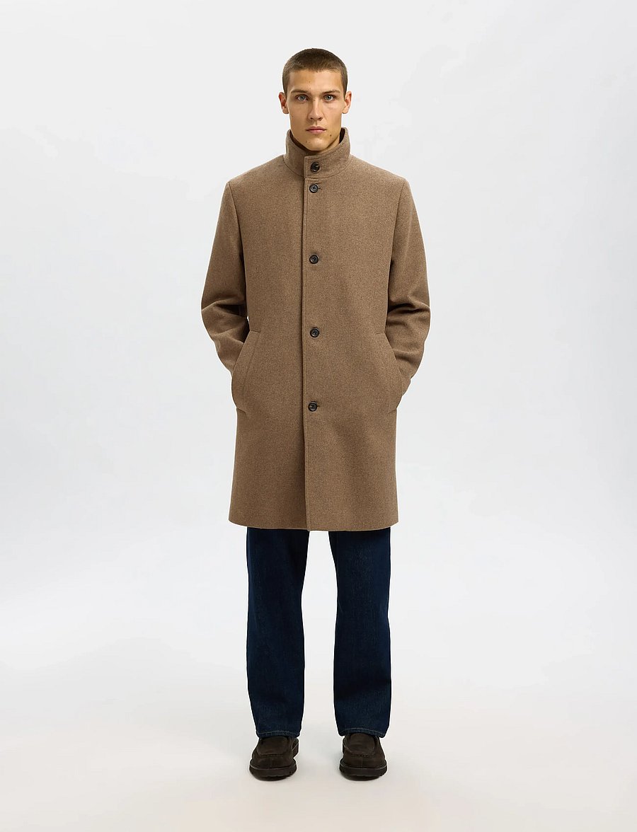 Selected - SLMRAINAR WOOL BLEND COAT NOOS - ullfrakker - fallen rock - 0