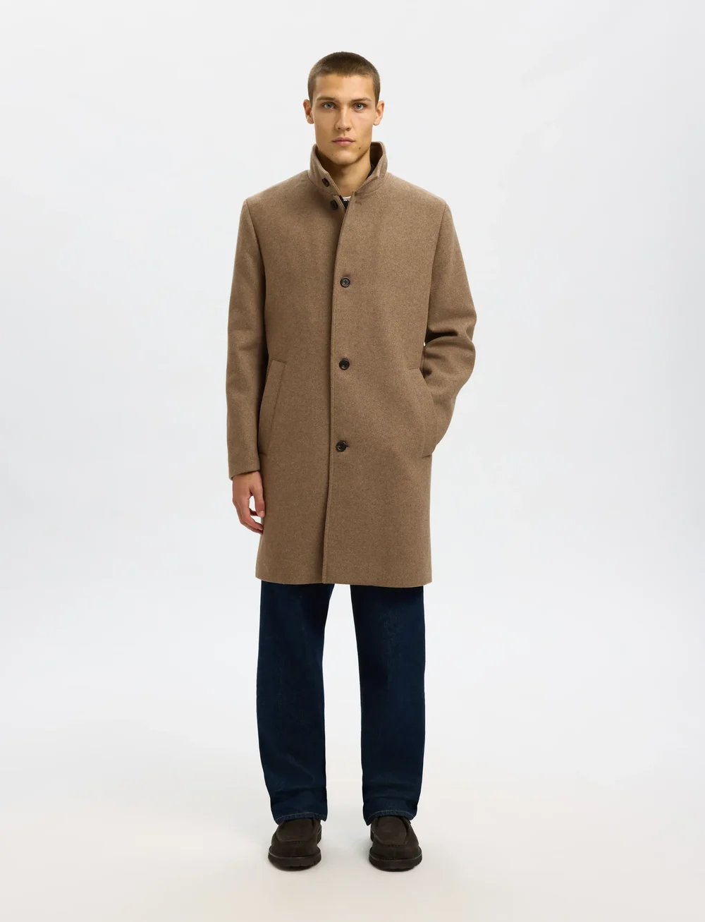 Selected - SLHRAINAR WOOL BLEND COAT NOOS - villased mantlid - fallen rock - 3