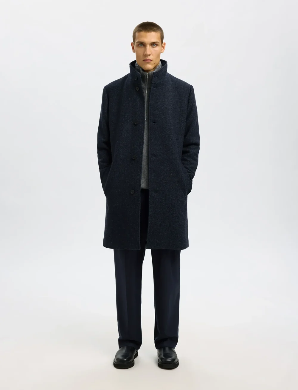 Selected - SLHRAINAR WOOL BLEND COAT NOOS - vinterjackor - sky captain - 0