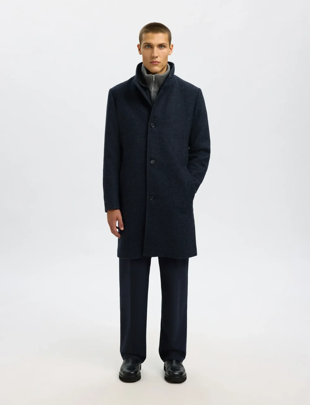 Selected - SLHRAINAR WOOL BLEND COAT NOOS - vinterjackor - sky captain - 4