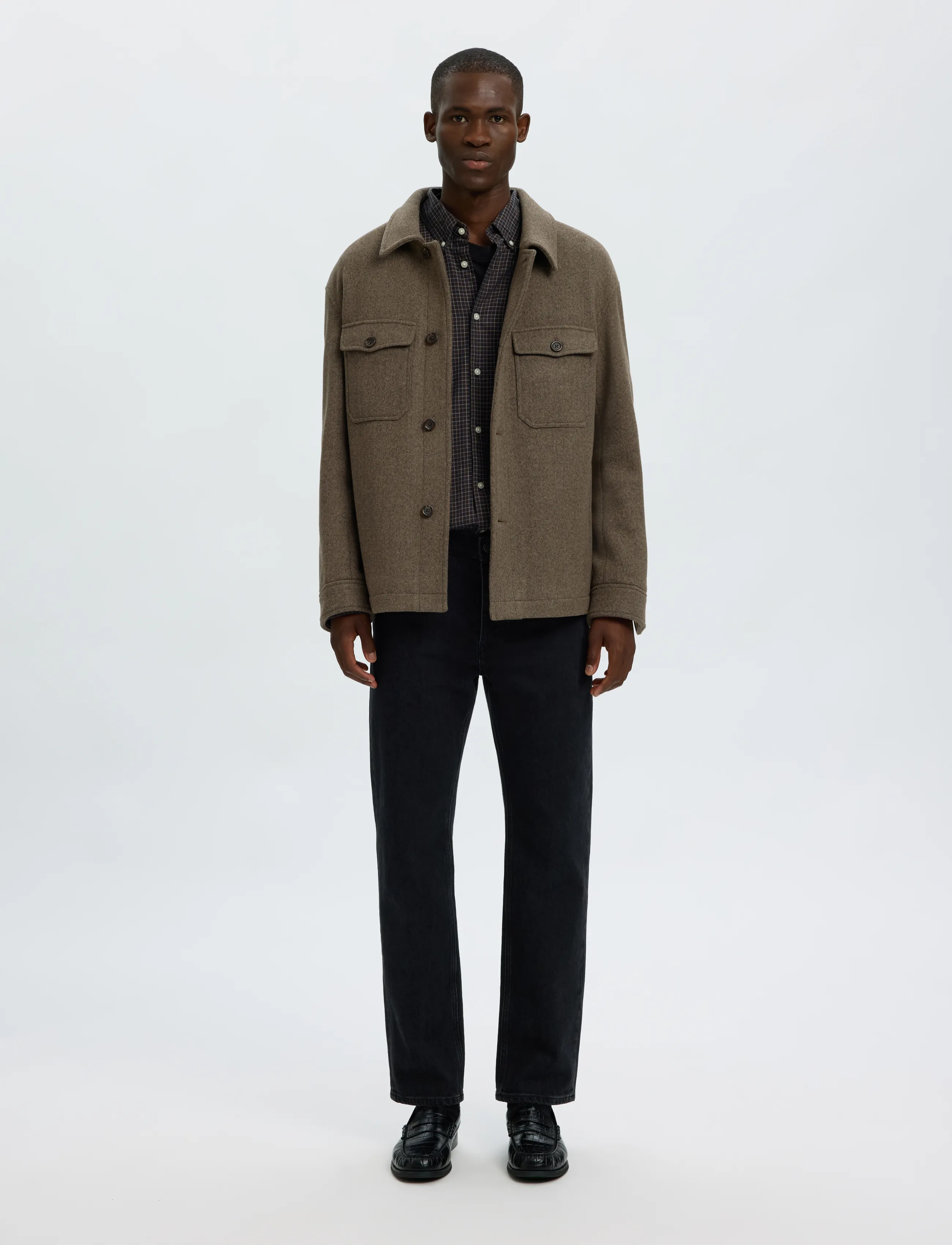 Selected - SLMMITCH WOOL BLEND SHACKET NOOS - shoppa efter tillfälle - chocolate torte - 3