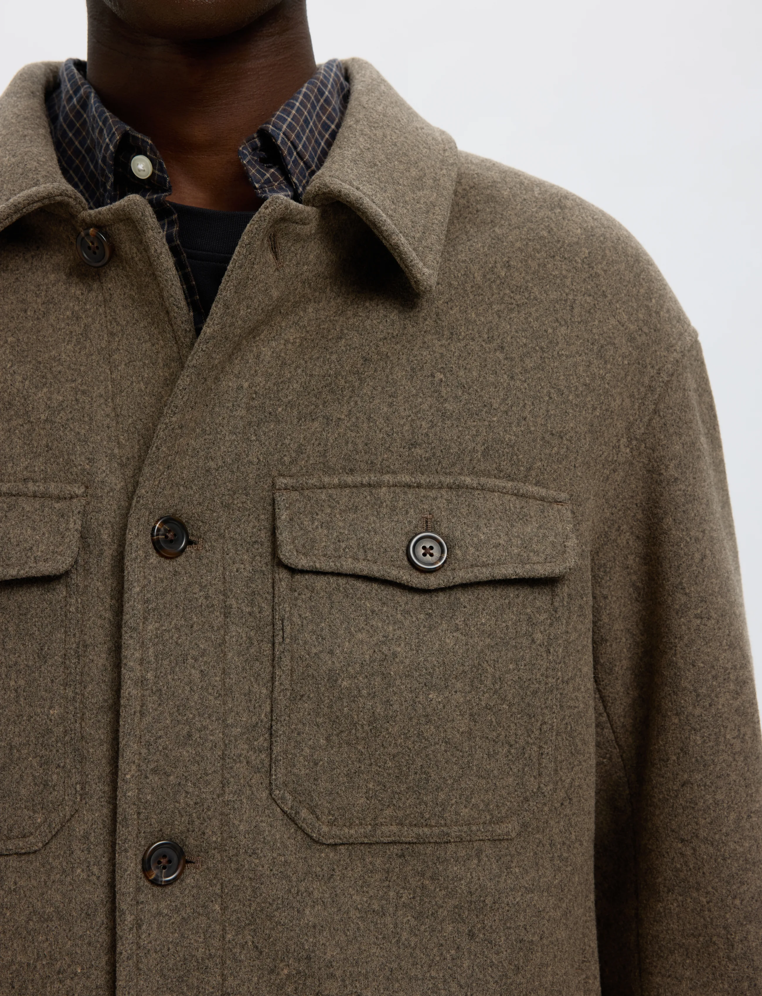 Selected - SLMMITCH WOOL BLEND SHACKET NOOS - shoppa efter tillfälle - chocolate torte - 4