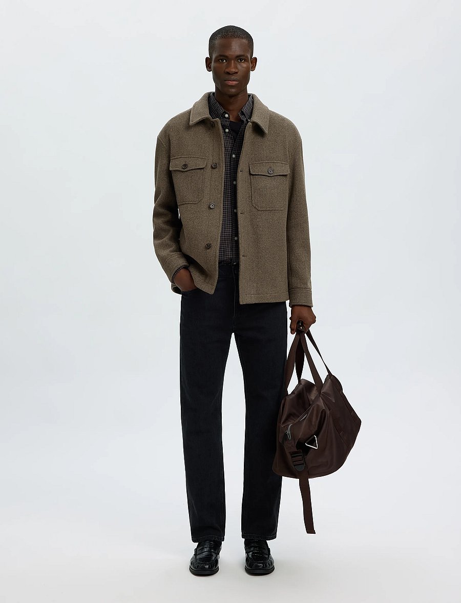 Selected - SLMMITCH WOOL BLEND SHACKET NOOS - shoppa efter tillfälle - chocolate torte - 5