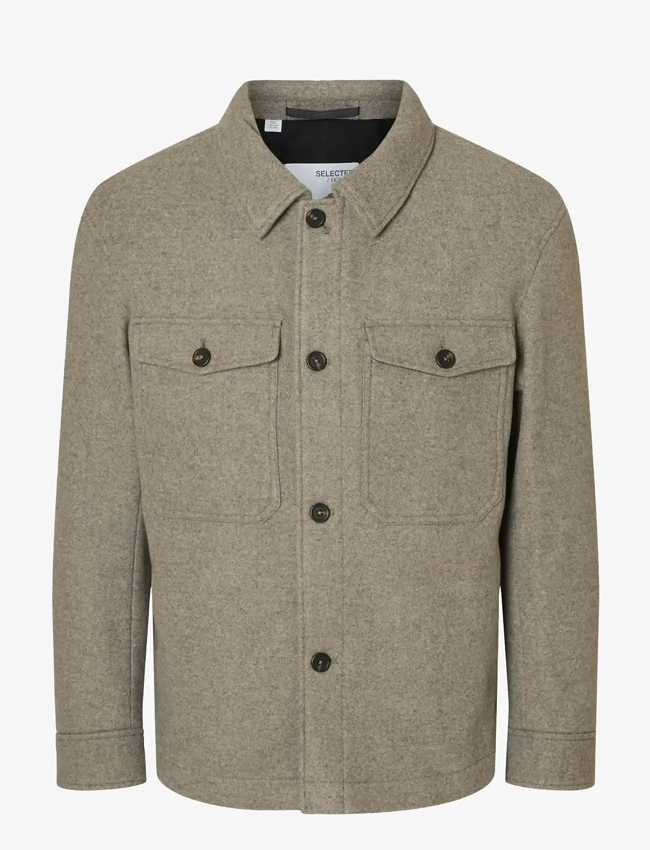 Selected - SLHMITCH WOOL BLEND SHACKET NOOS - deep taupe - 1