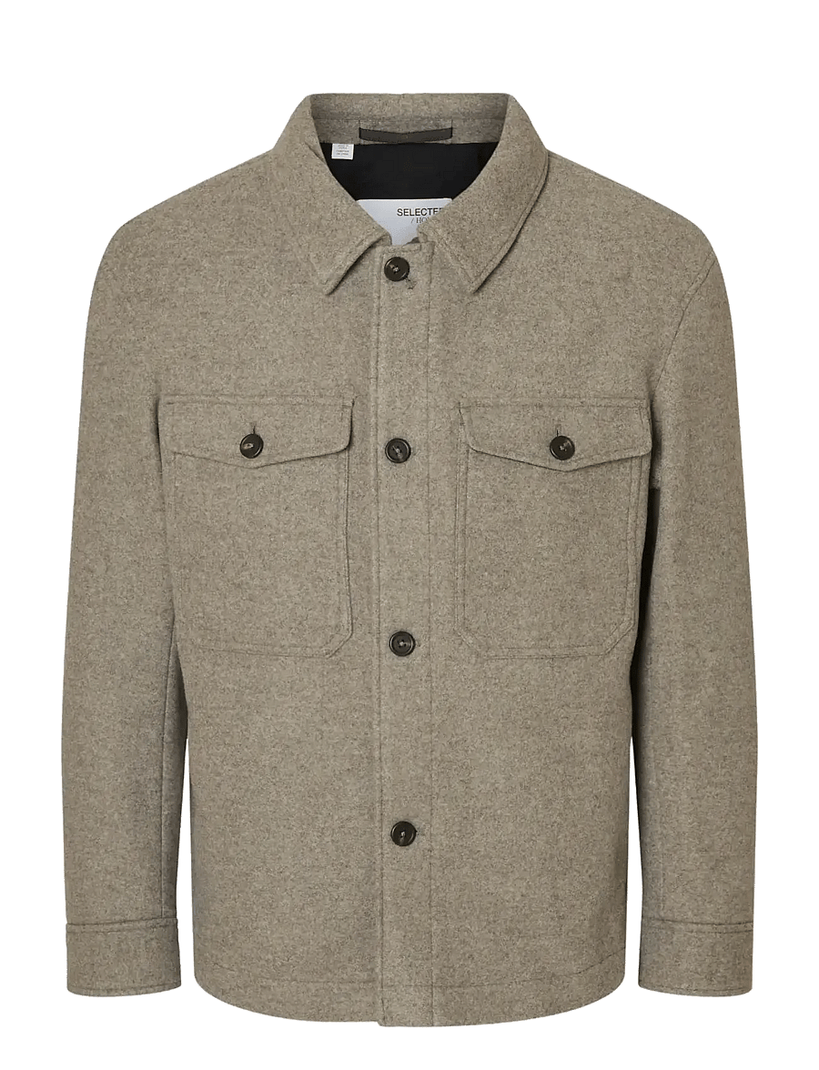 Selected - SLMMITCH WOOL BLEND SHACKET NOOS - Überhemden - deep taupe - 1