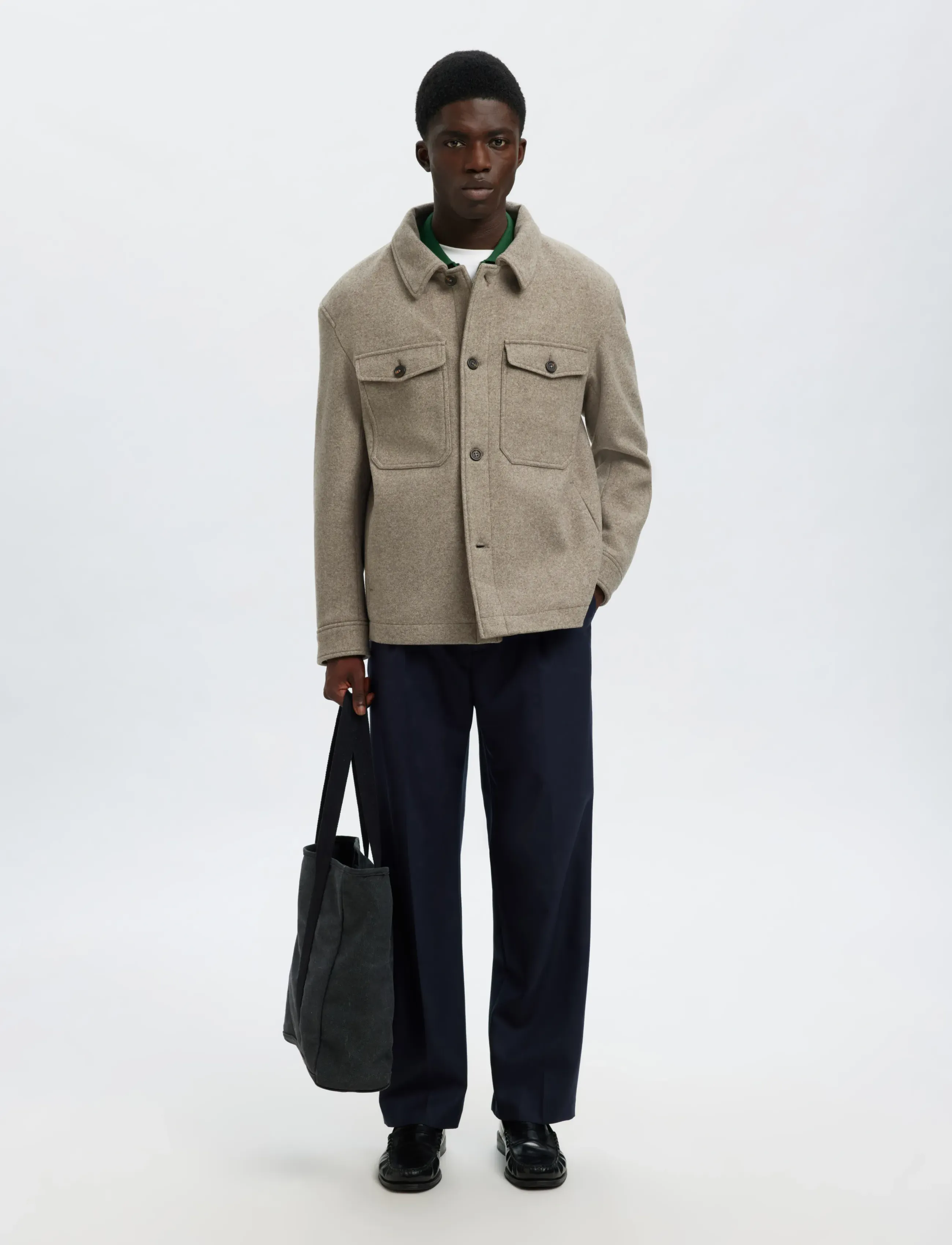 Selected - SLHMITCH WOOL BLEND SHACKET NOOS - deep taupe - 4