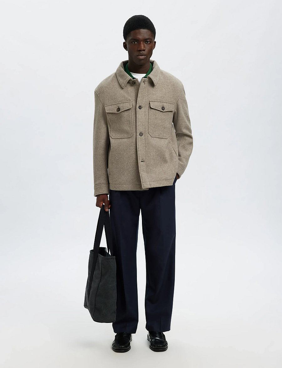 Selected - SLMMITCH WOOL BLEND SHACKET NOOS - Überhemden - deep taupe - 4