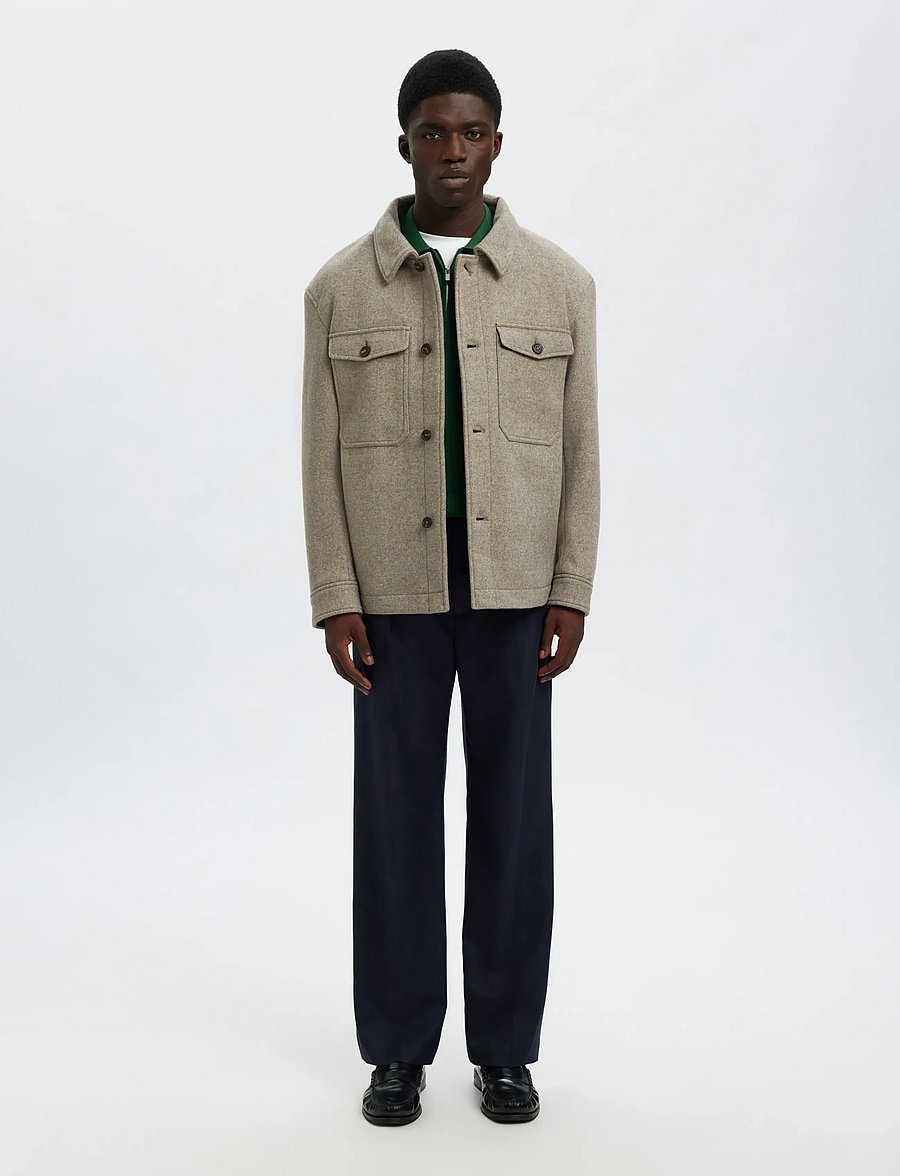 Selected - SLMMITCH WOOL BLEND SHACKET NOOS - Überhemden - deep taupe - 5