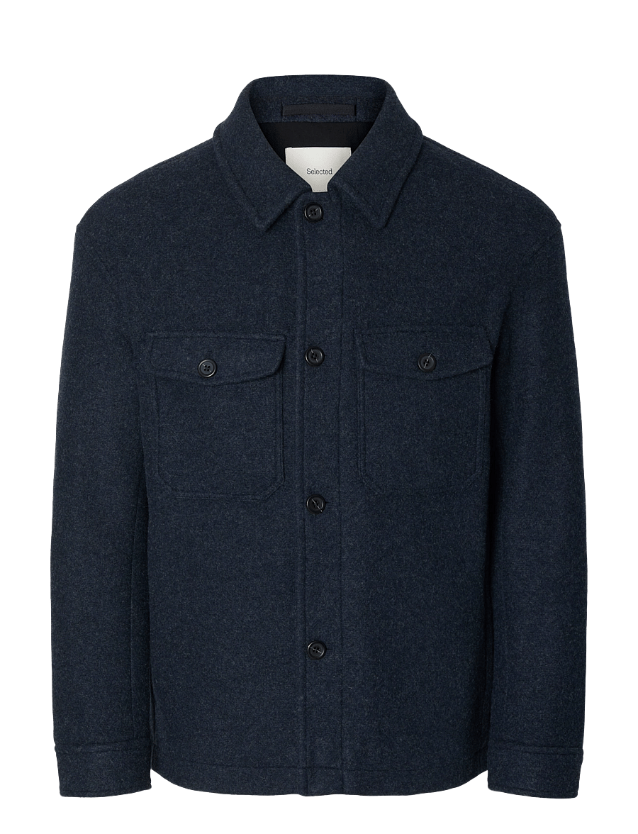 Selected - SLMMITCH WOOL BLEND SHACKET NOOS - shoppa efter tillfälle - sky captain - 1