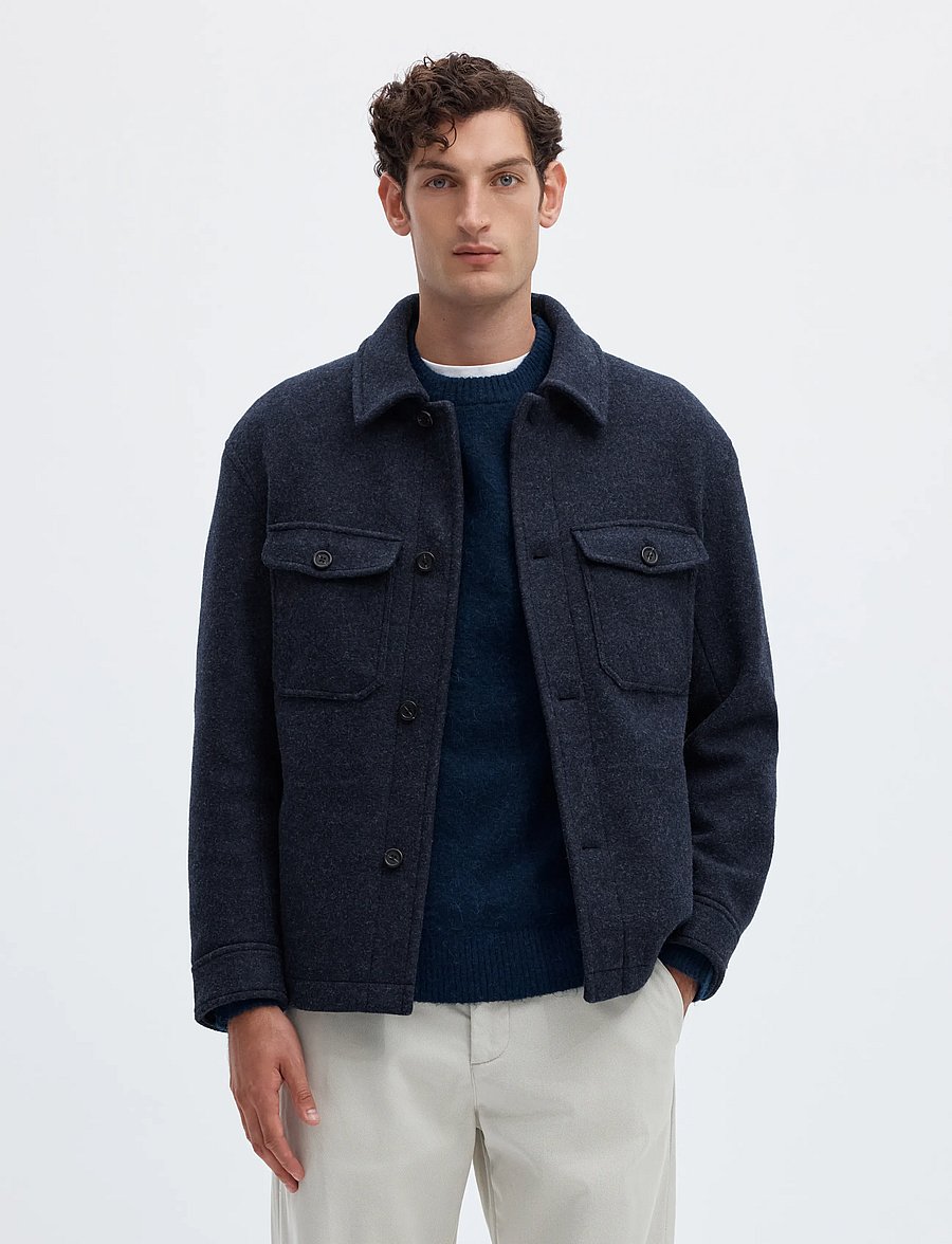 Selected - SLMMITCH WOOL BLEND SHACKET NOOS - shoppa efter tillfälle - sky captain - 0