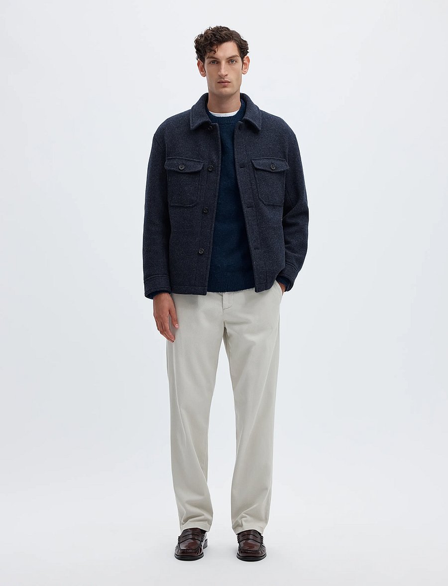 Selected - SLMMITCH WOOL BLEND SHACKET NOOS - shoppa efter tillfälle - sky captain - 3