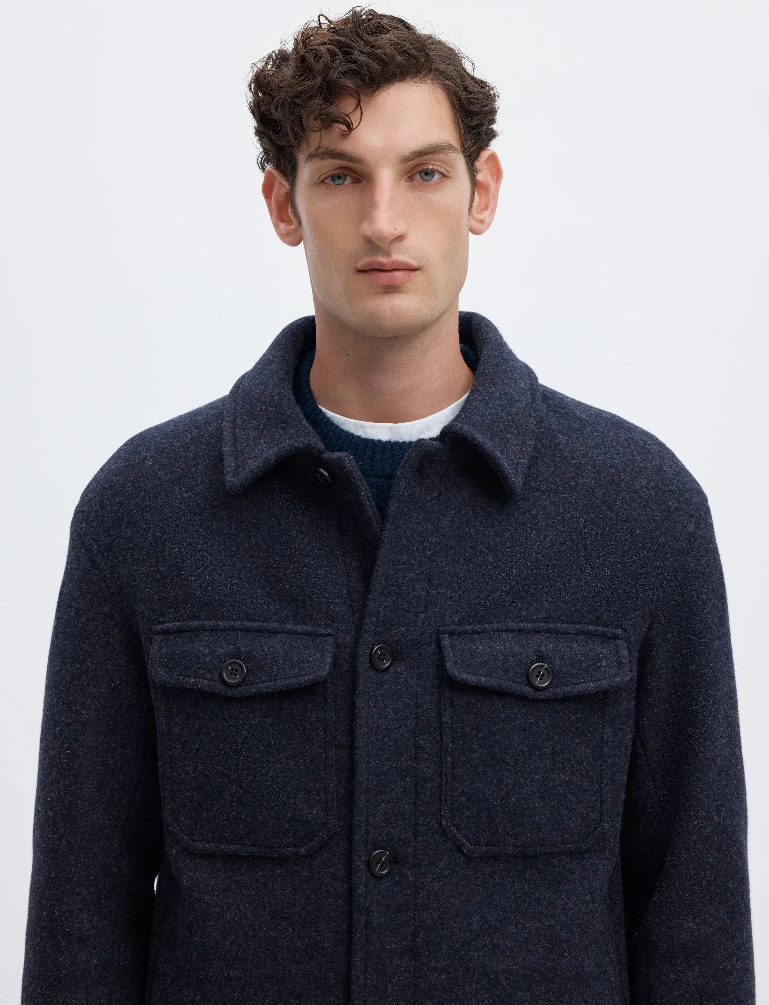 Selected - SLMMITCH WOOL BLEND SHACKET NOOS - shoppa efter tillfälle - sky captain - 4