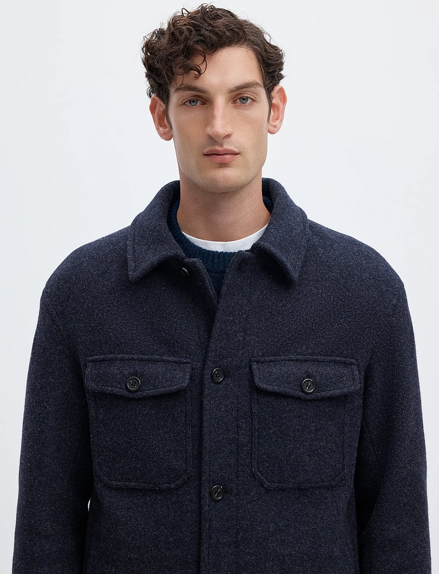 Selected - SLMMITCH WOOL BLEND SHACKET NOOS - shoppa efter tillfälle - sky captain - 4