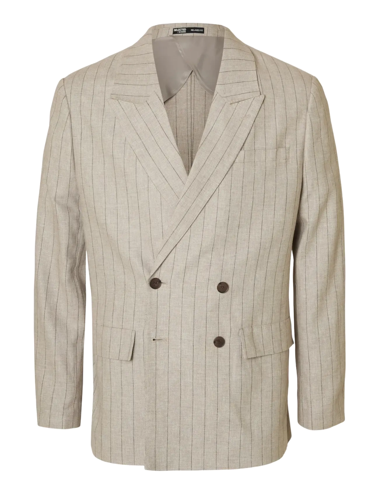 Selected SLHRELAXED-MALIK SUN PINSTRIPED DB BLZ - Anzüge & Blazer - OATMEAL / beige