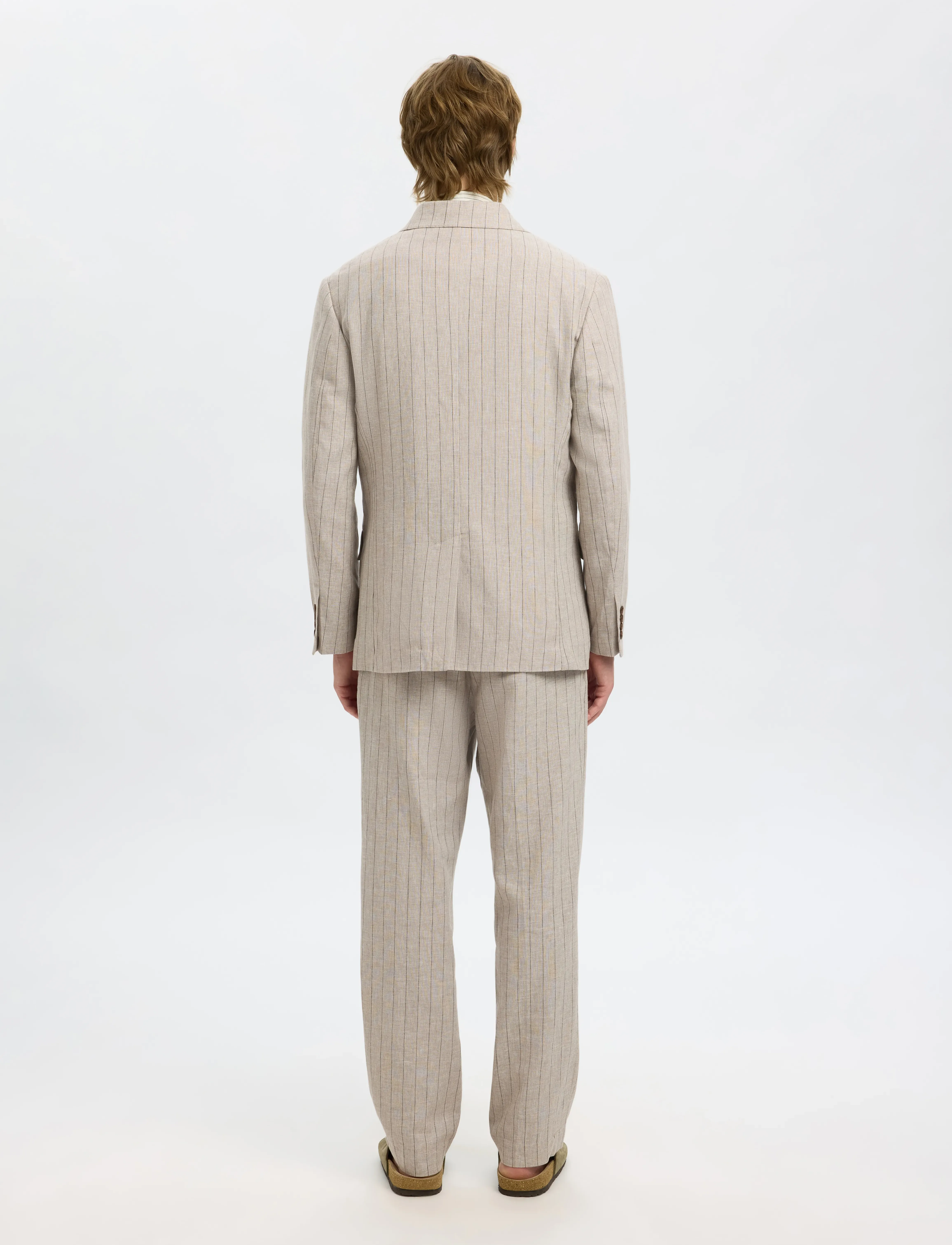 Selected - SLHRELAXED-MALIK SUN PINSTRIPED DB BLZ - dubbelknäppta kavajer - oatmeal - 2