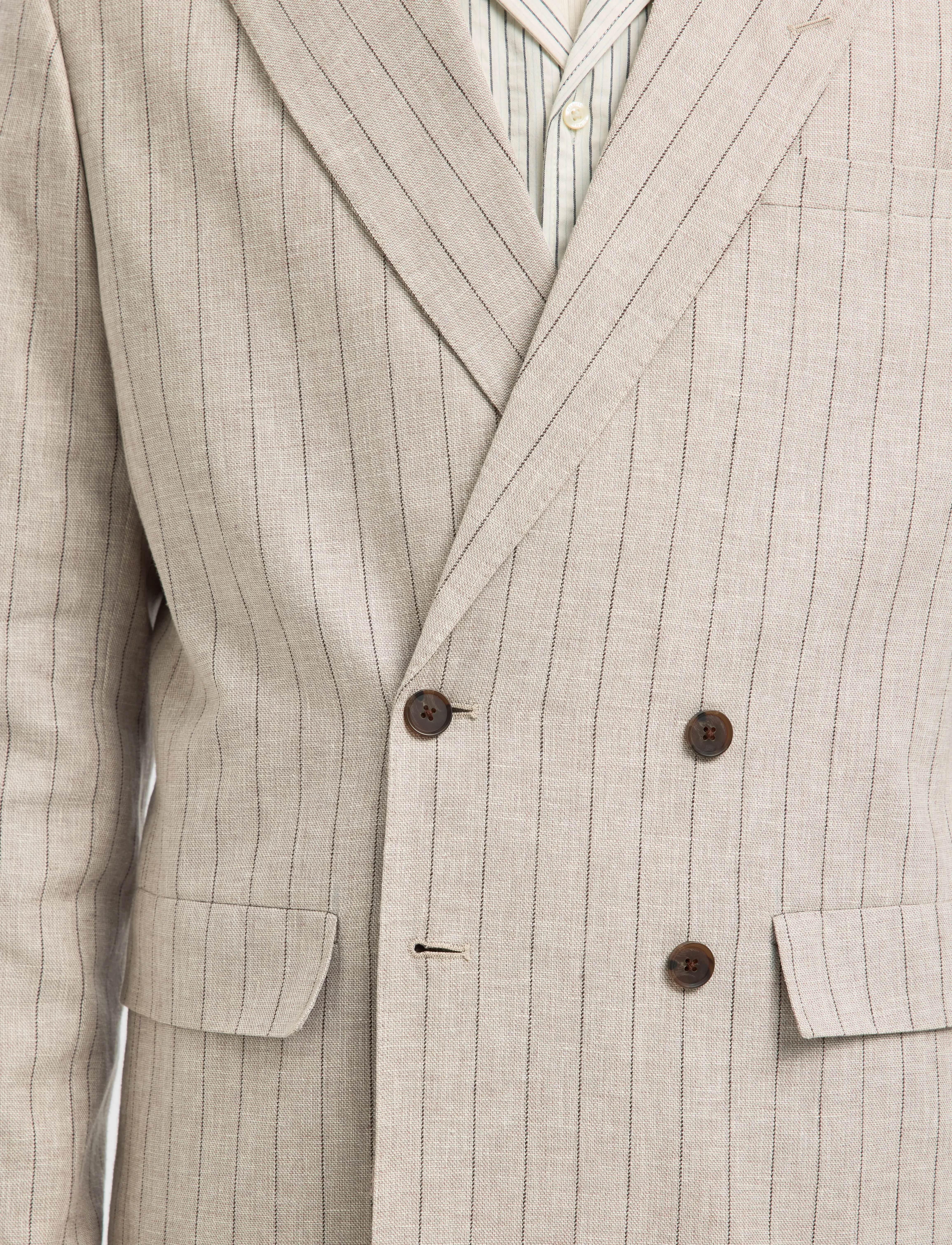 Selected - SLHRELAXED-MALIK SUN PINSTRIPED DB BLZ - dubbelknäppta kavajer - oatmeal - 5